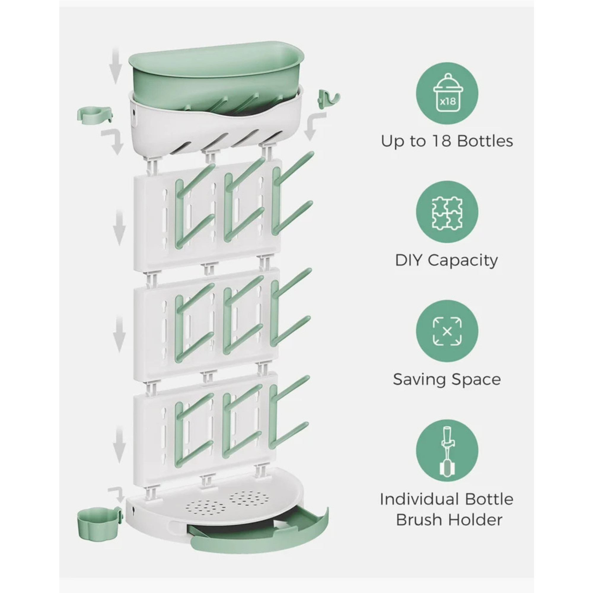 MOMCOZY DIY Larger Bottle Drying Rack for 18 Bottles