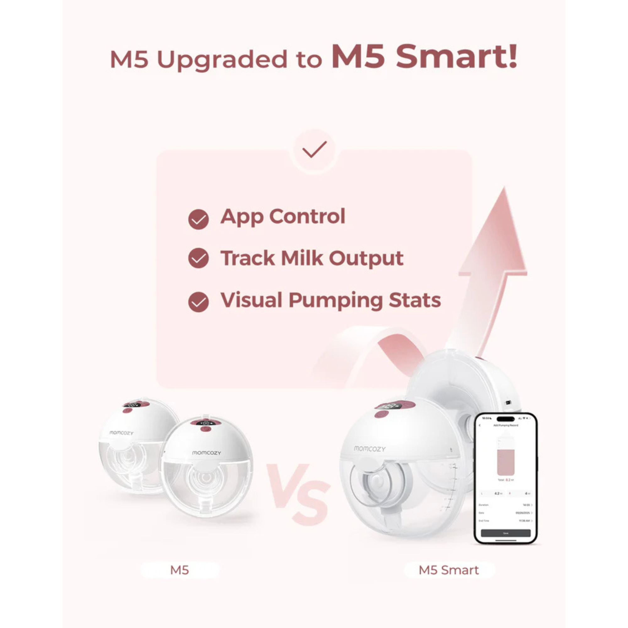 MOMCOZY M5 Smart Wearable Breast Pump with App Control