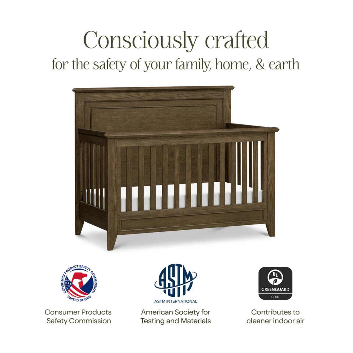 Lit de bébé convertible rustique 4 en 1 à plateau plat MONOGRAM par Beckett - Sandbar