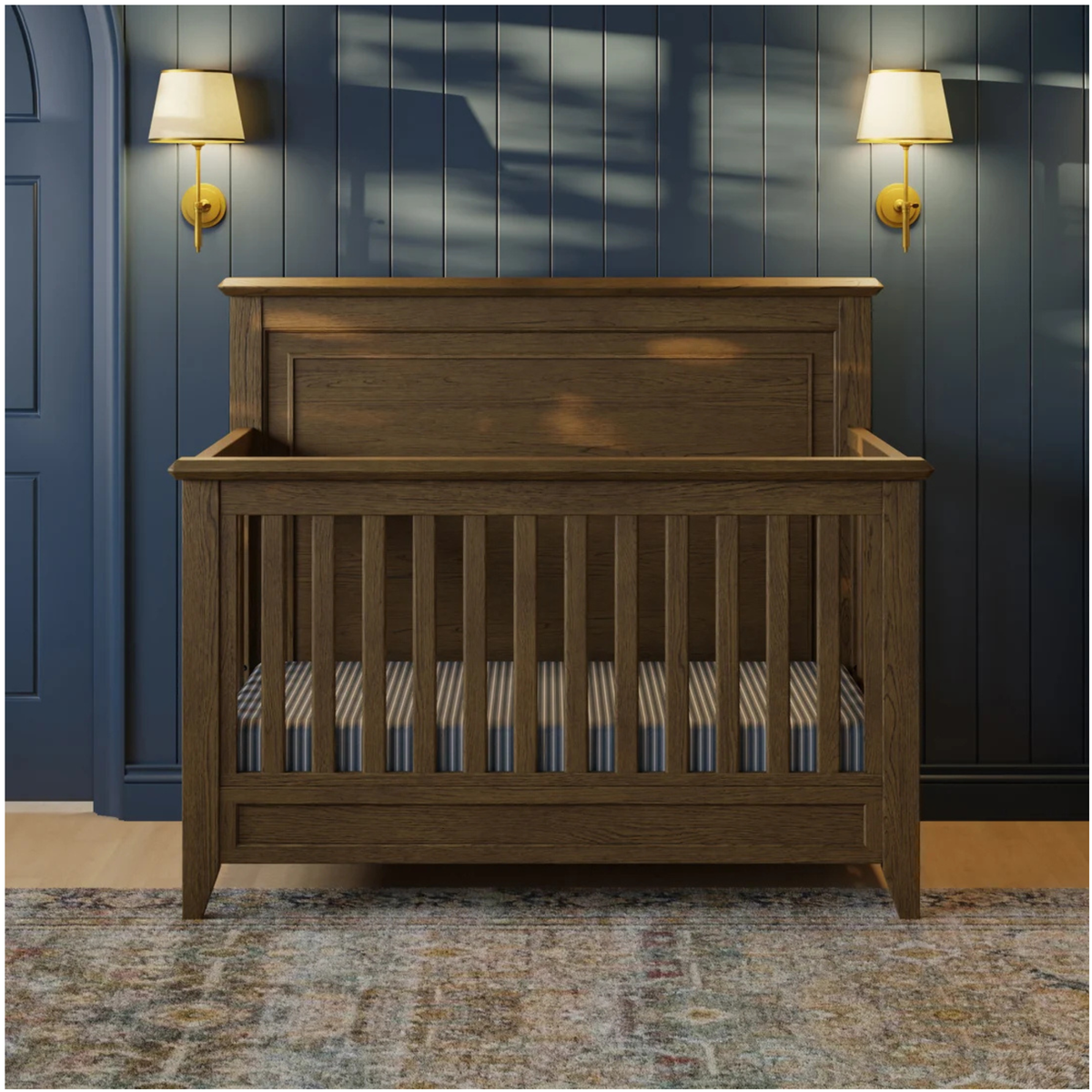 Lit de bébé convertible rustique 4 en 1 à plateau plat MONOGRAM par Beckett - Sandbar