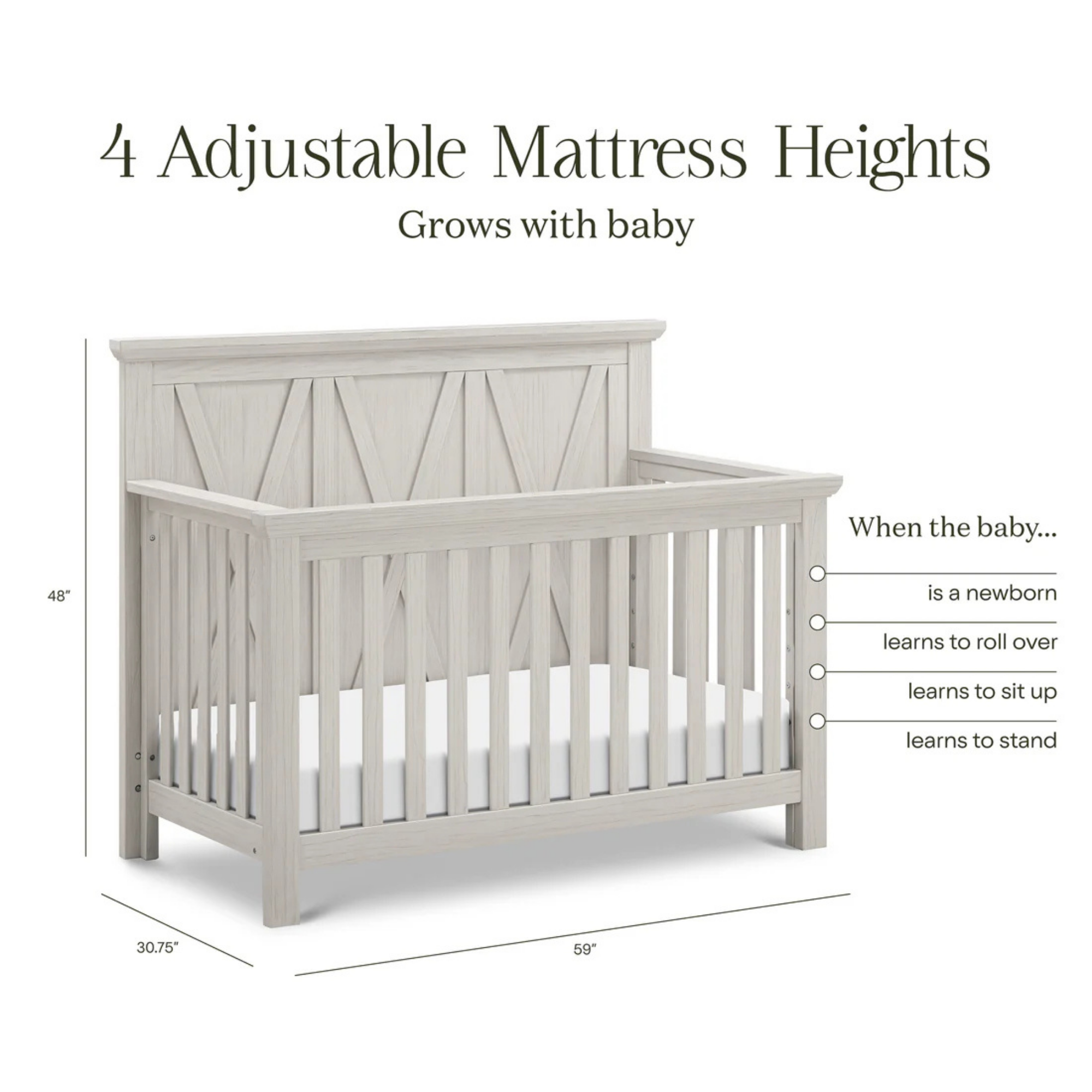 Lit bébé convertible 4 en 1 MONOGRAM par Emory Farmhouse