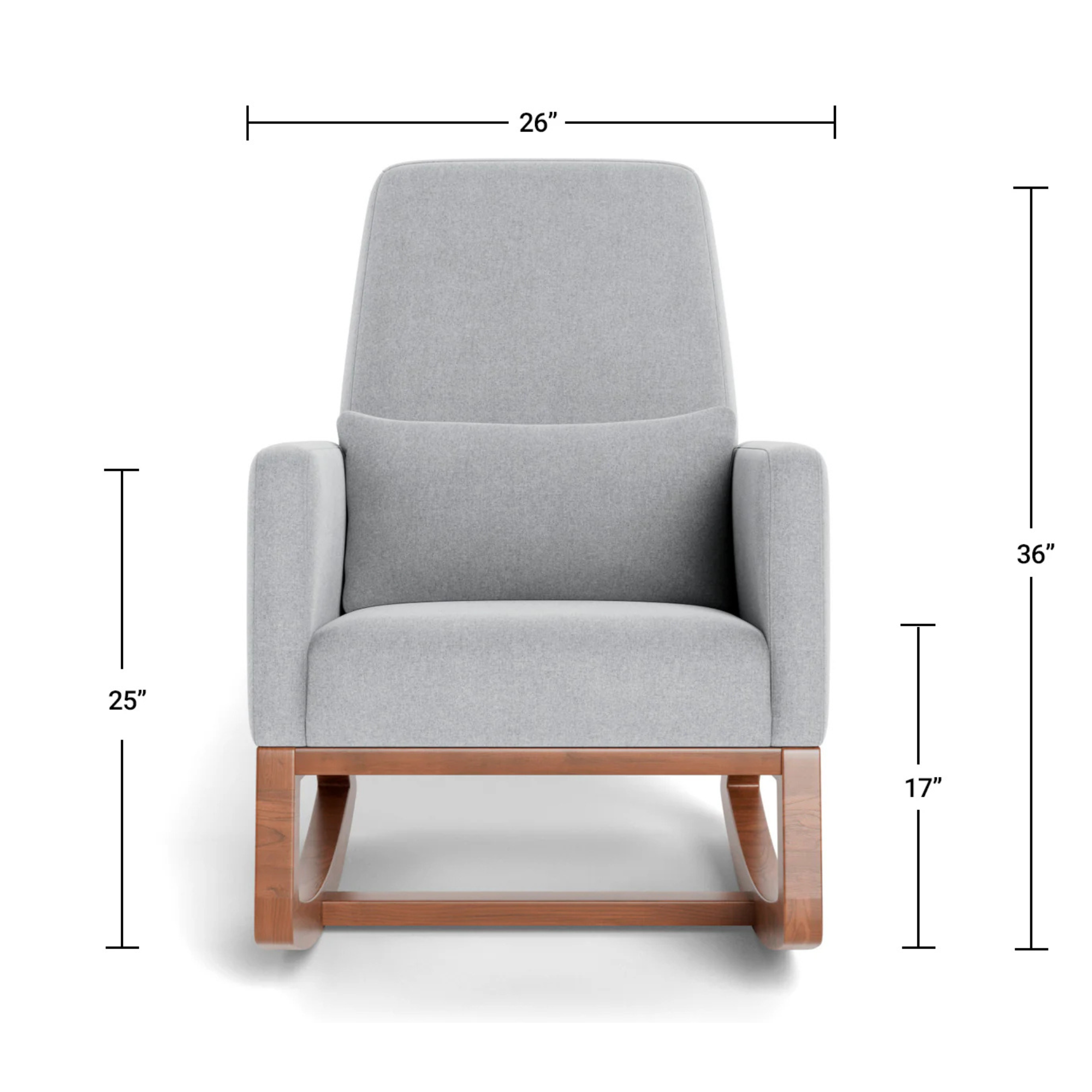 Fauteuil à bascule Joya de MONTE DESIGN - Tissu chiné Dune / Base en noyer