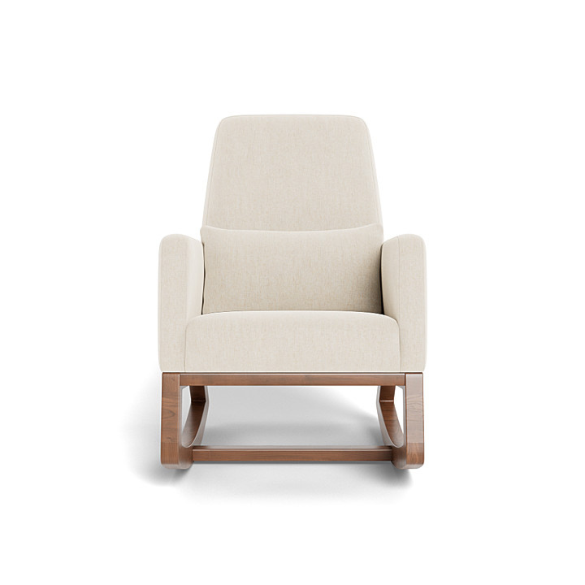 Fauteuil à bascule Joya de MONTE DESIGN - Tissu chiné Dune / Base en noyer