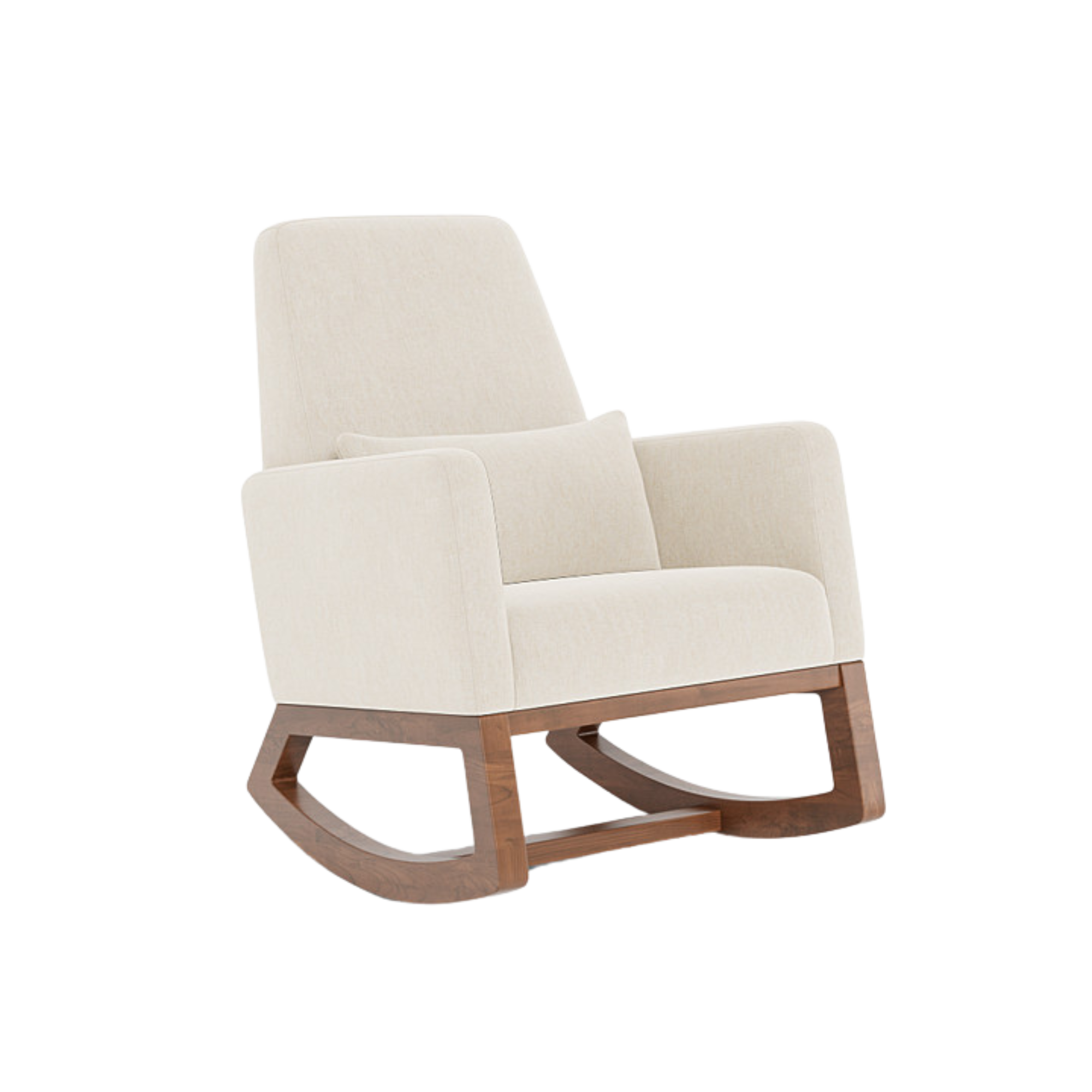 Fauteuil à bascule Joya de MONTE DESIGN - Tissu chiné Dune / Base en noyer