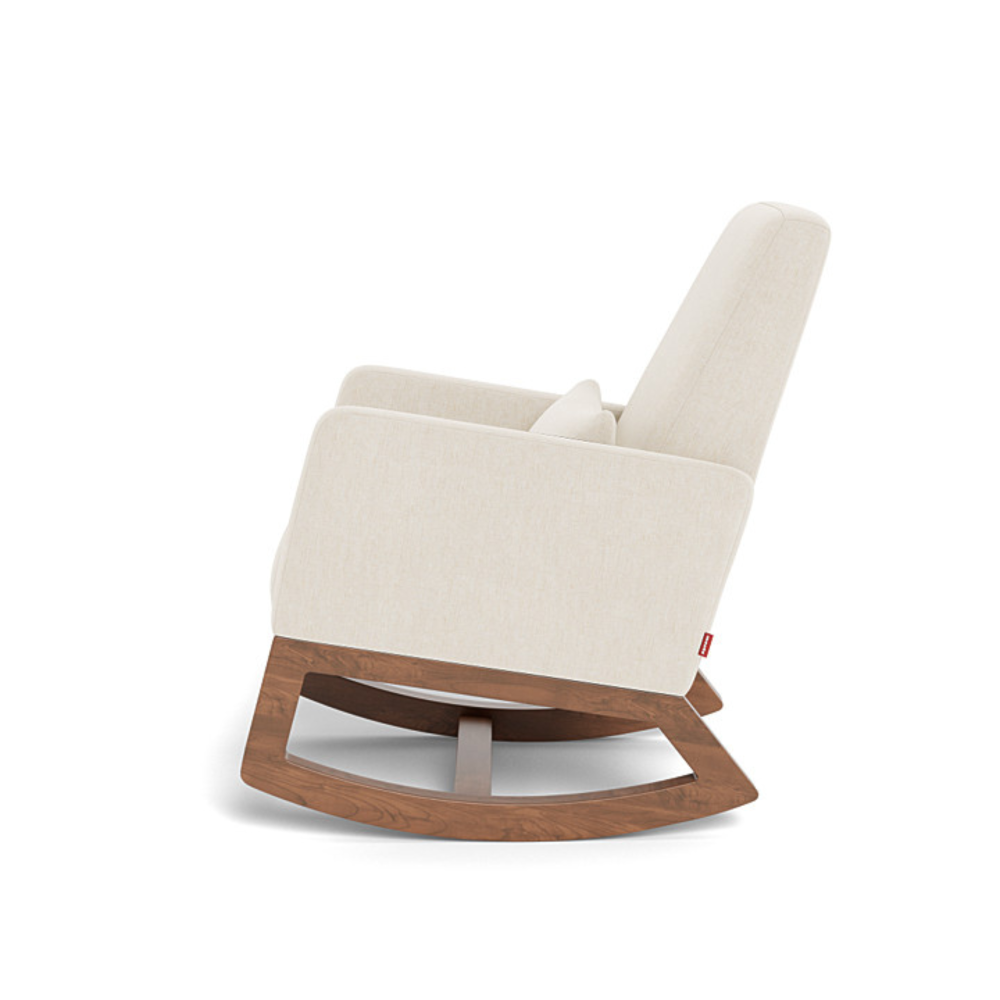 Fauteuil à bascule Joya de MONTE DESIGN - Tissu chiné Dune / Base en noyer