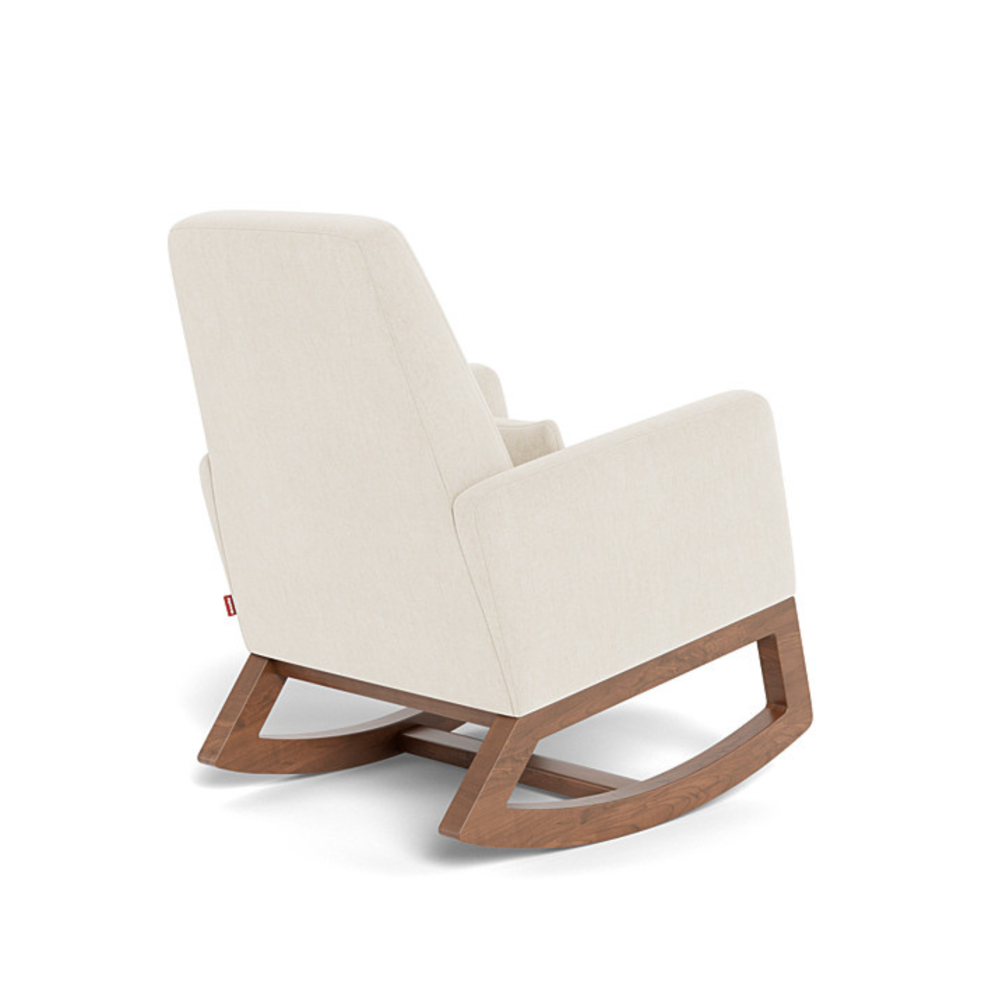 Fauteuil à bascule Joya de MONTE DESIGN - Tissu chiné Dune / Base en noyer