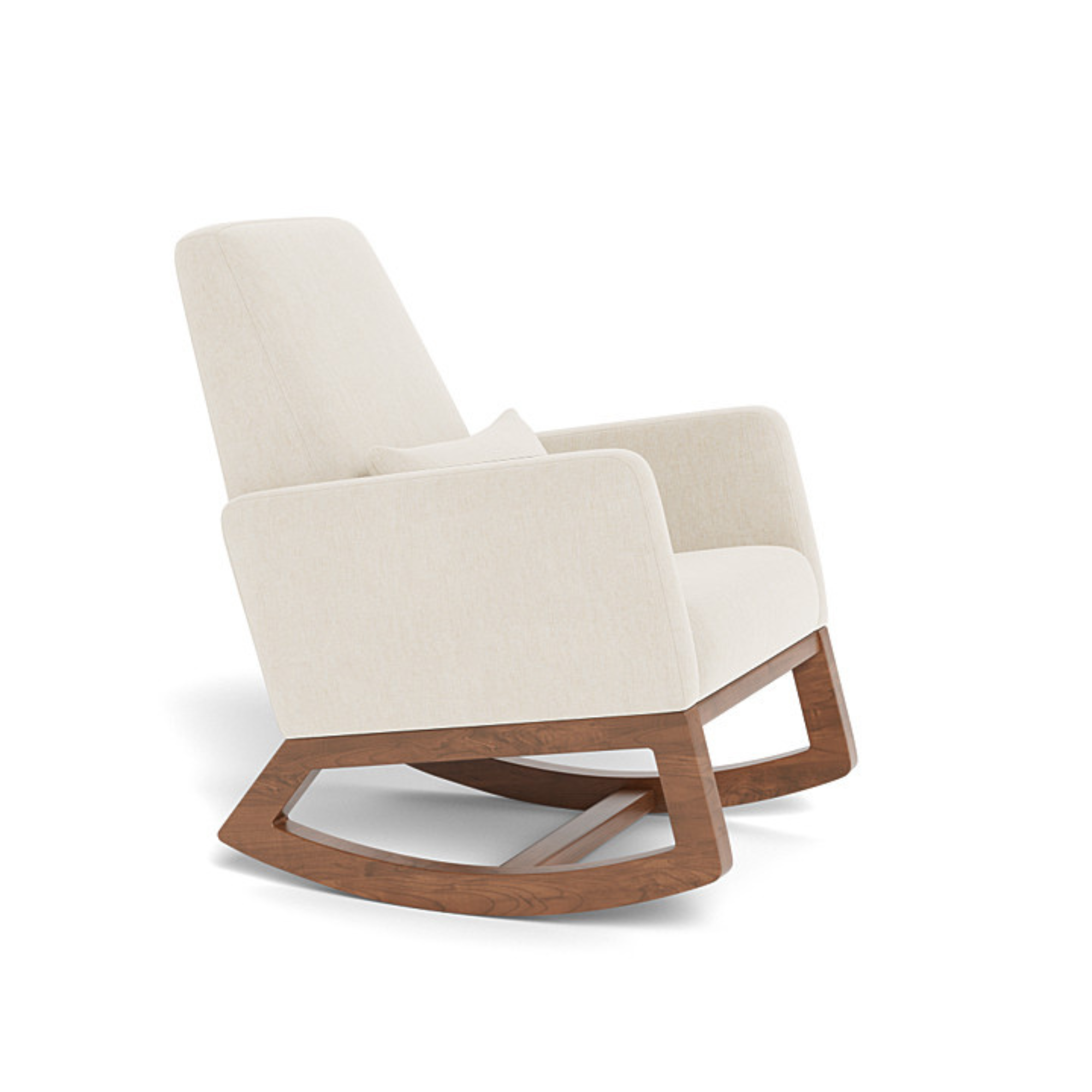 Fauteuil à bascule Joya de MONTE DESIGN - Tissu chiné Dune / Base en noyer