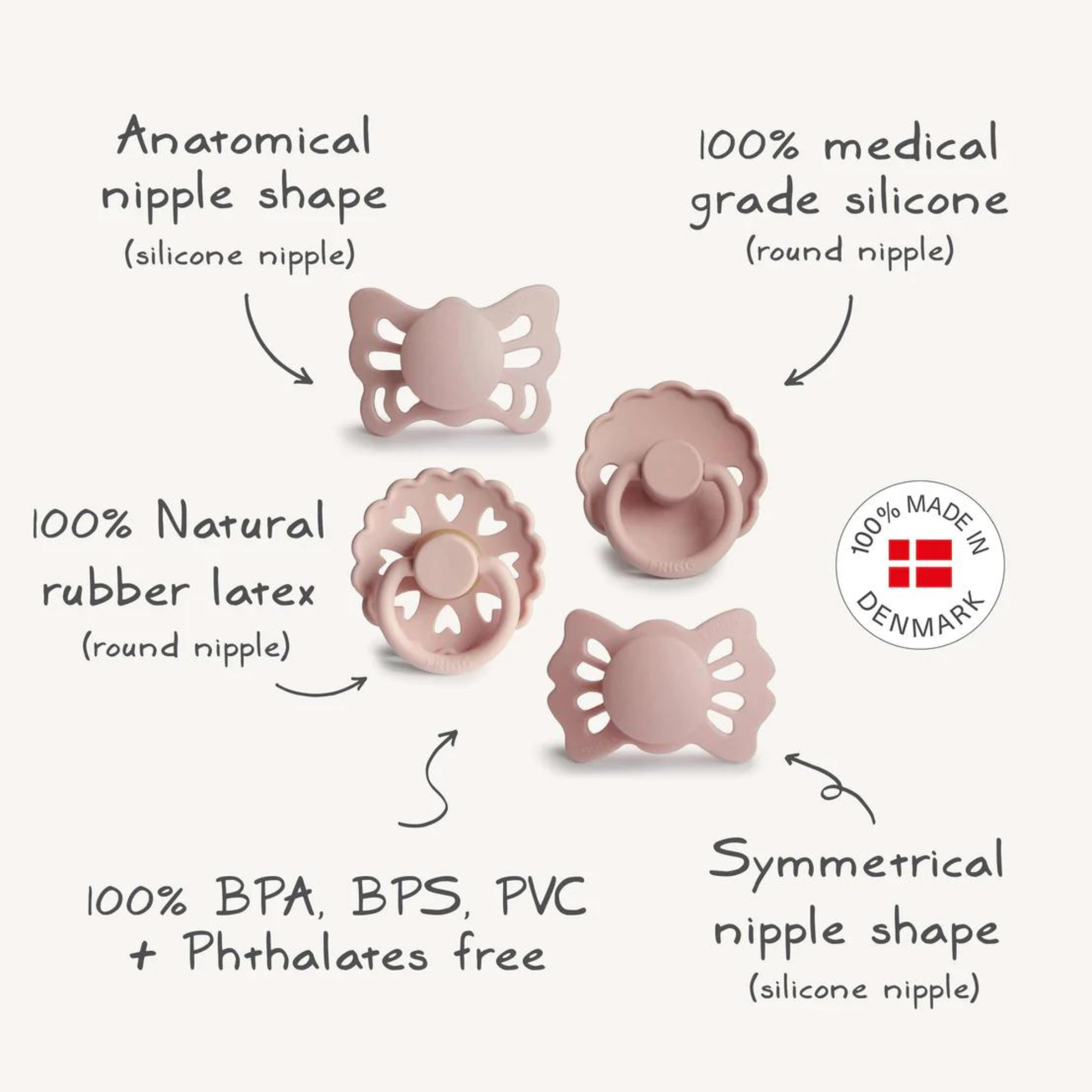 MUSHIE Frigg Baby's First Pacifier Floral Heart