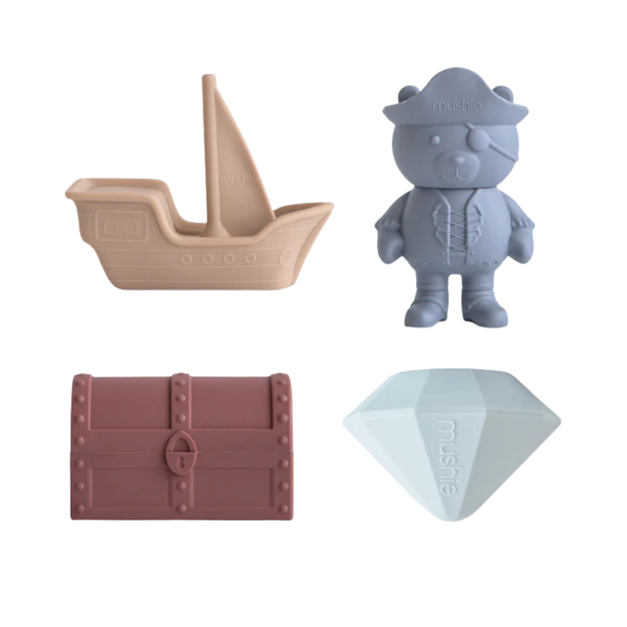 MUSHIE Pirate Mold Free Bath Play Set (4-Pack)