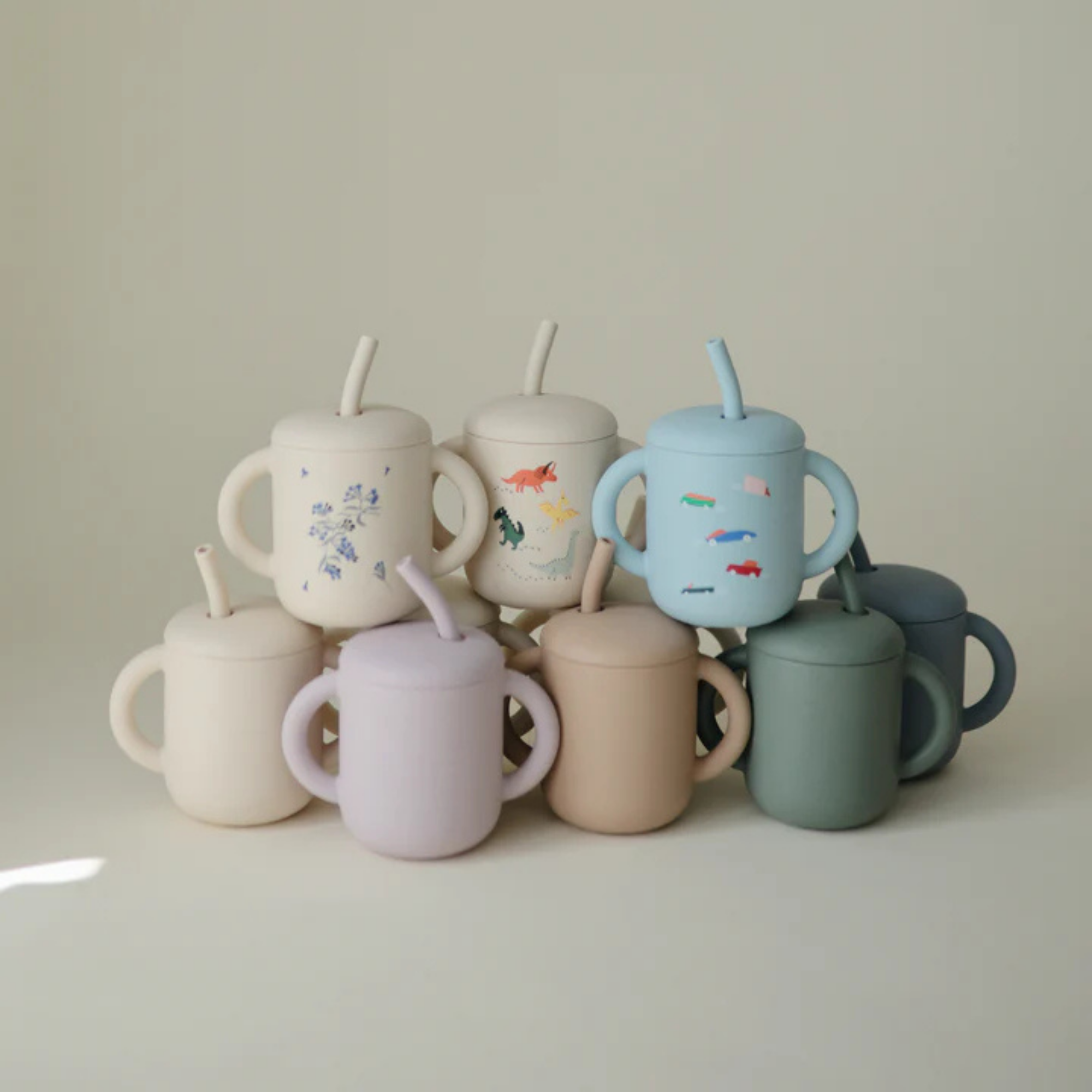 MUSHIE Silicone Training Cup + Straw - Ivory