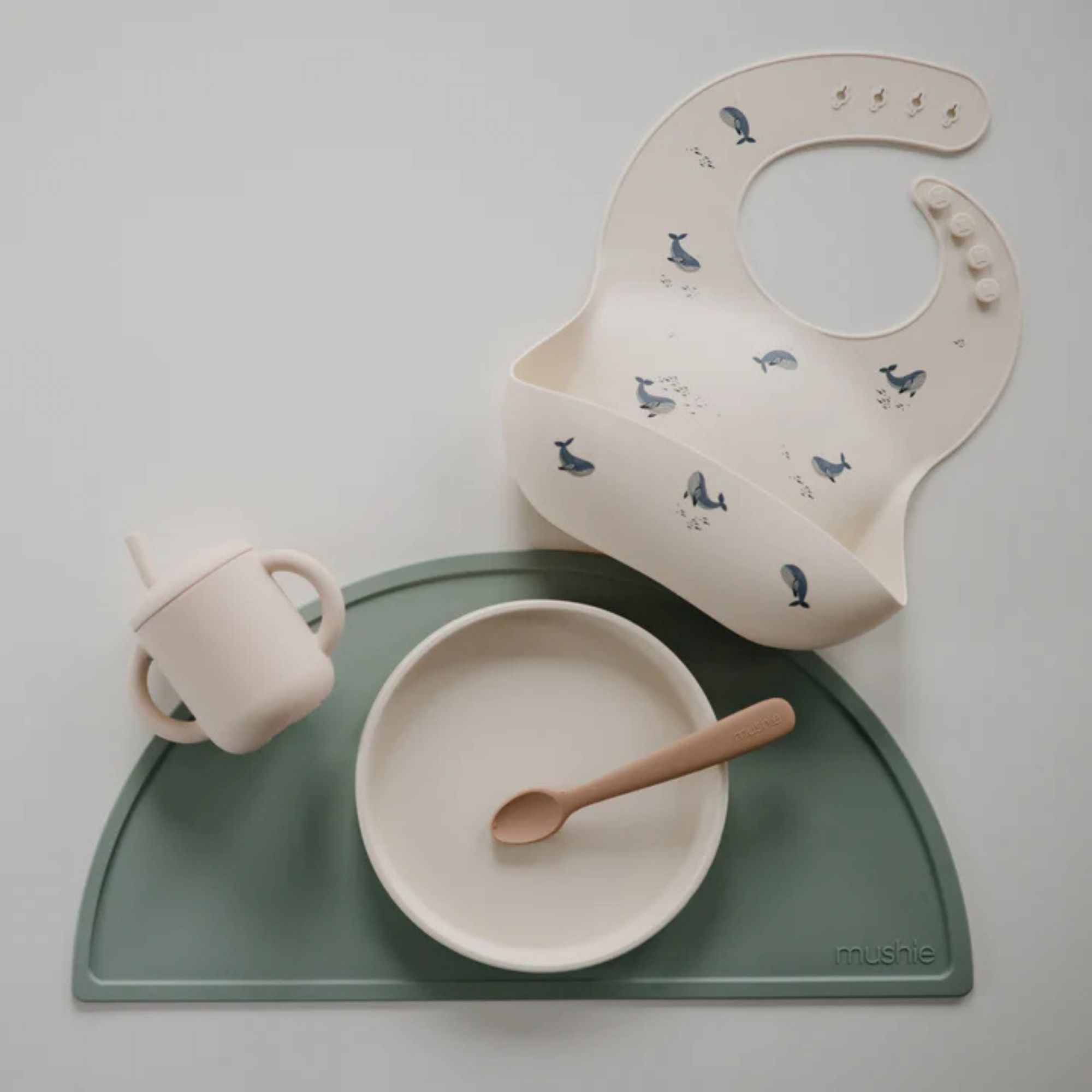 MUSHIE Silicone Training Cup + Straw - Ivory