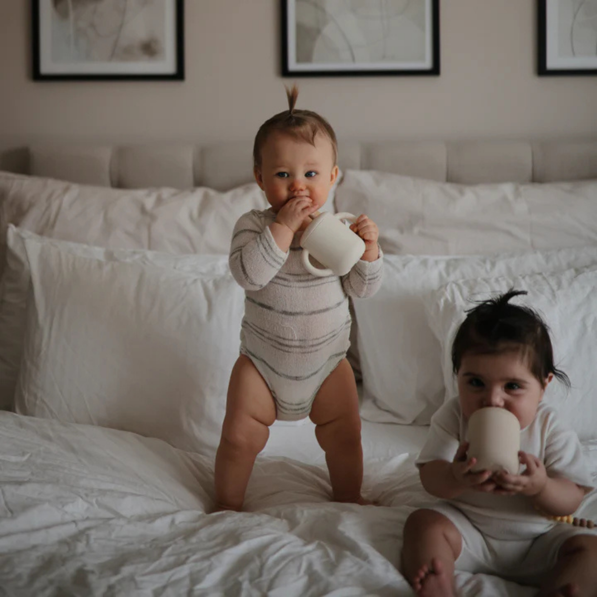 MUSHIE Silicone Training Cup + Straw - Ivory