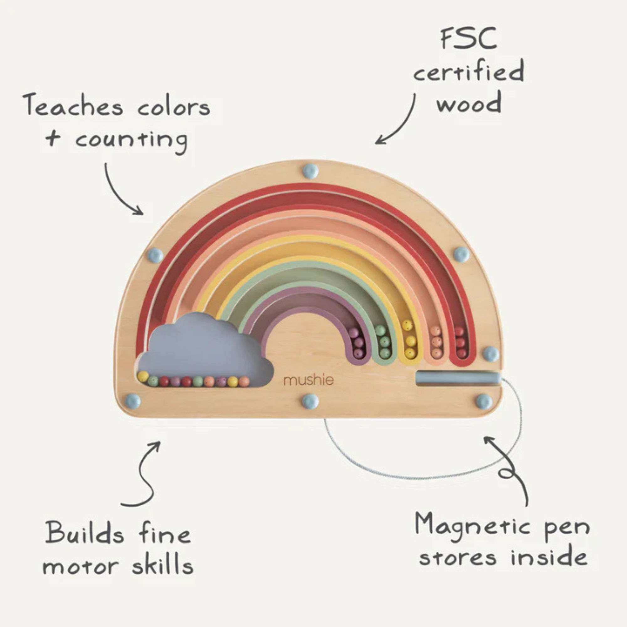 MUSHIE Wooden Magnetic Rainbow Maze