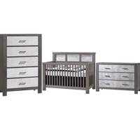 Thumbnail for NATART Moderno 5-In-1 Convertible Crib + Double Dresser + 5 Drawer Dresser - White/Owl