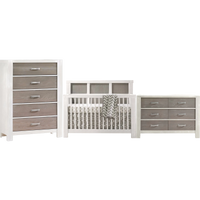 Thumbnail for NATART Moderno 5-In-1 Convertible Crib + Double Dresser + 5 Drawer Dresser - Grigio/White Bark