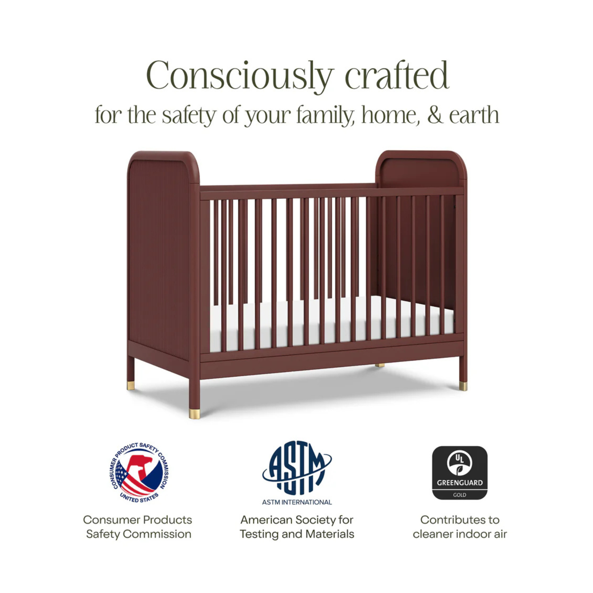 NAMESAKE Brimsley Tambour 3-in-1 Convertible Crib - Crimson