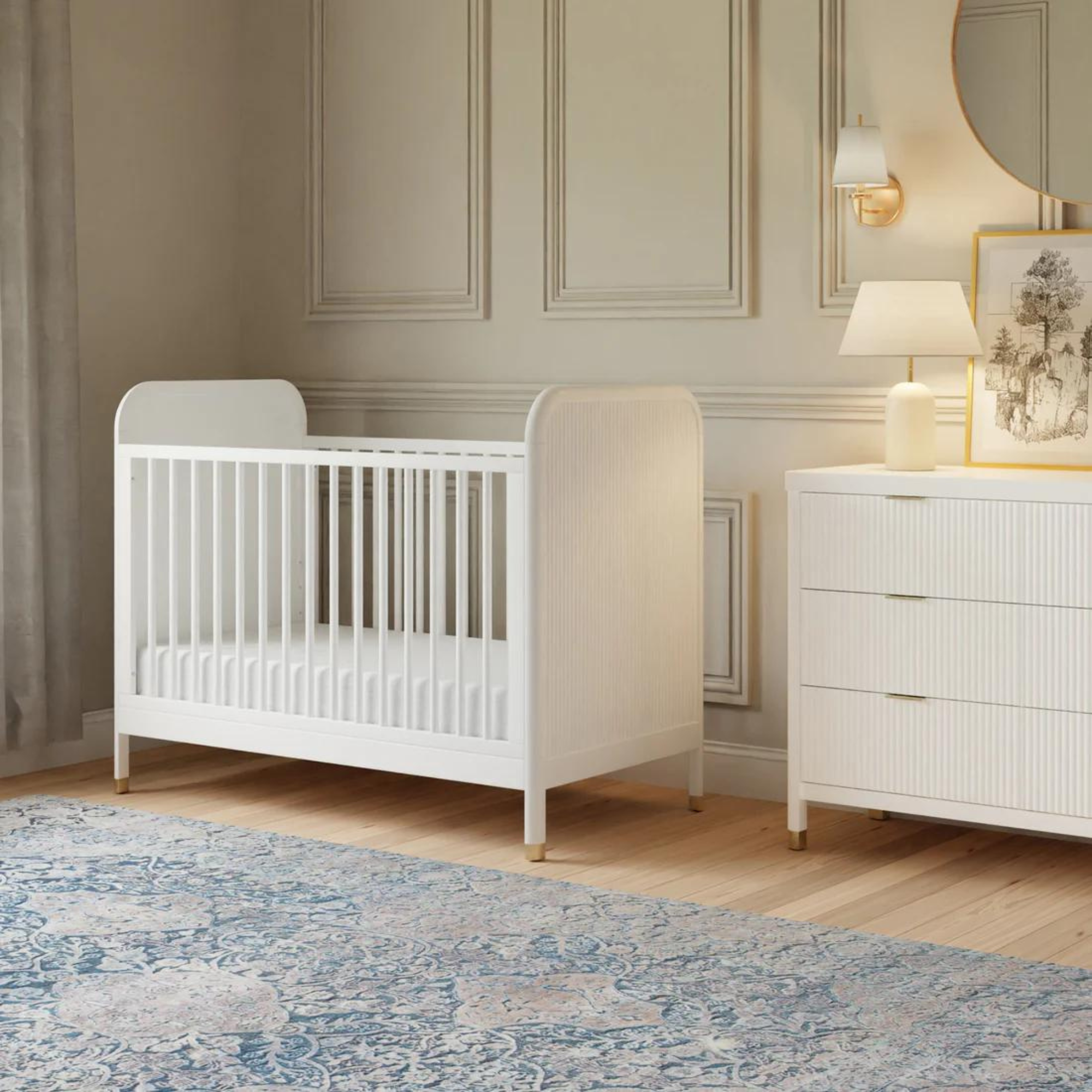 NAMESAKE Brimsley Tambour 3-in-1 Convertible Crib - Warm White