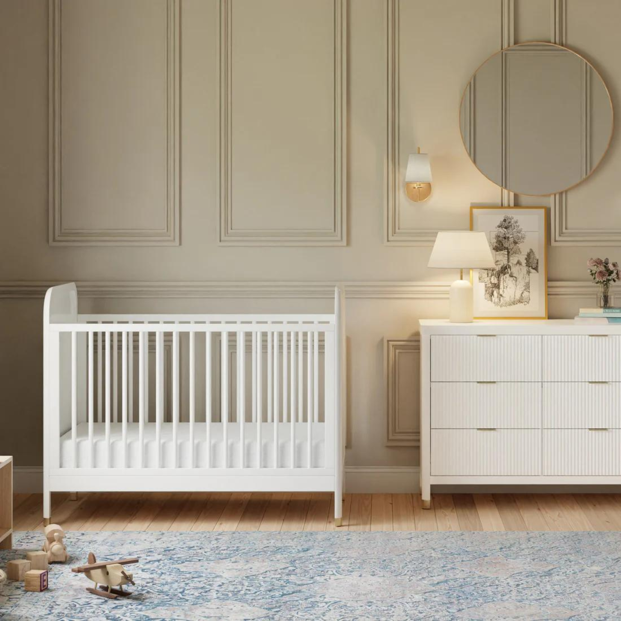 NAMESAKE Brimsley Tambour 3-in-1 Convertible Crib - Warm White
