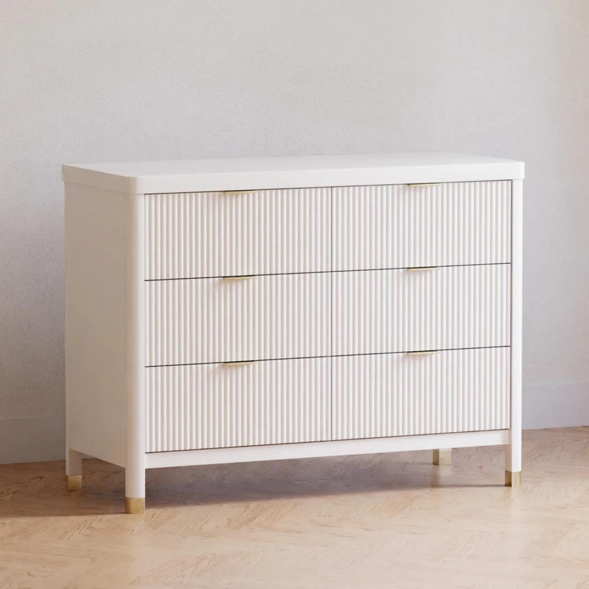 Commode assemblée à 6 tiroirs Tambour de la marque AMÉSAKE Brimsley - Blanc chaud