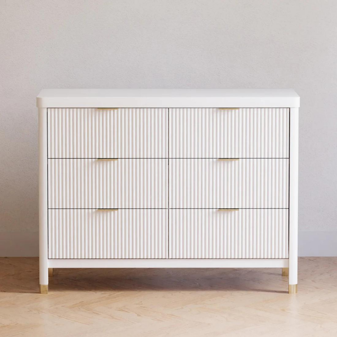 NAMESAKE Brimsley Tambour 6-Drawer Assembled Dresser - Warm White