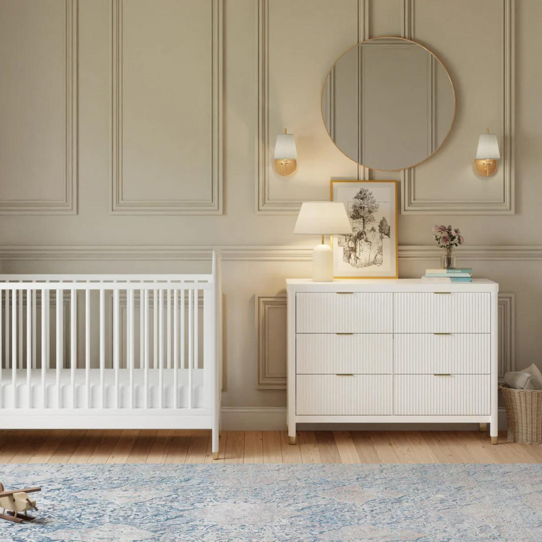 NAMESAKE Brimsley Tambour 6-Drawer Assembled Dresser - Warm White