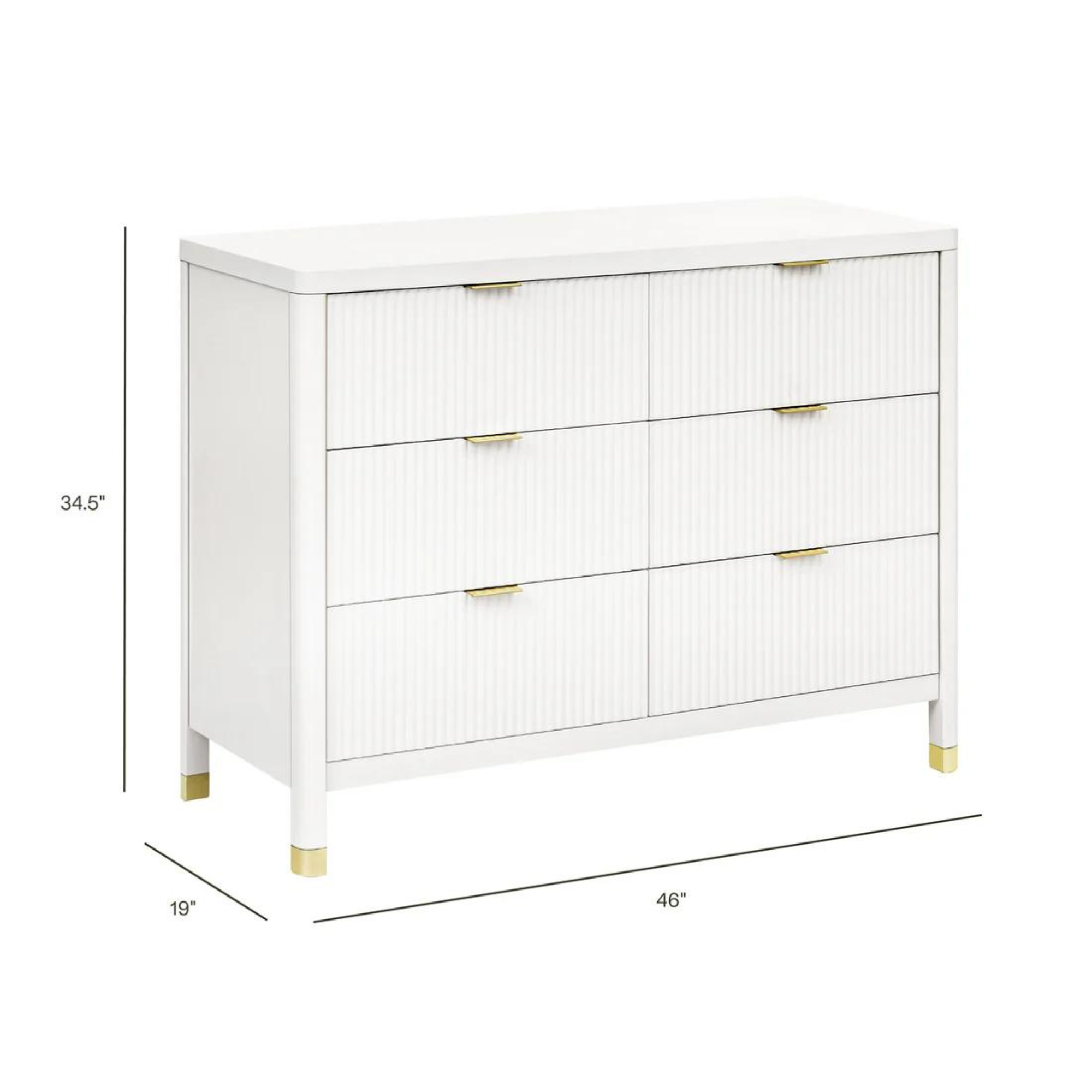 Commode assemblée à 6 tiroirs Tambour de la marque AMÉSAKE Brimsley - Blanc chaud