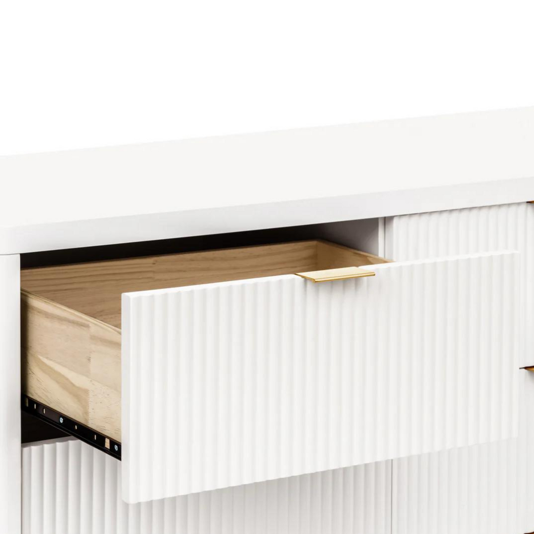 NAMESAKE Brimsley Tambour 6-Drawer Assembled Dresser - Warm White