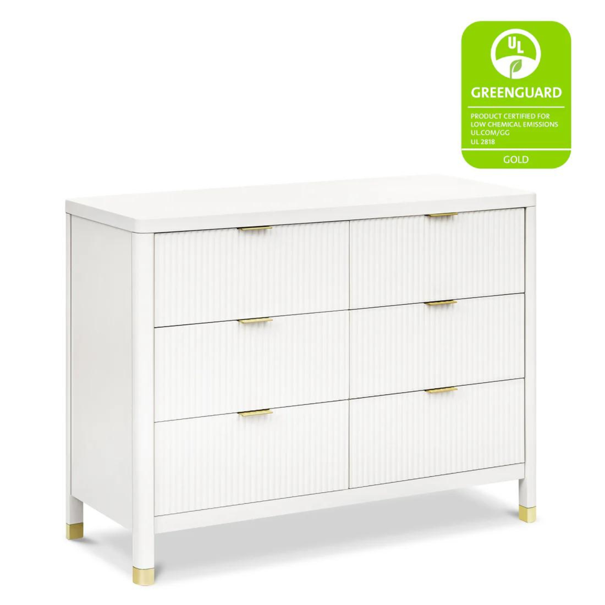 Commode assemblée à 6 tiroirs Tambour de la marque AMÉSAKE Brimsley - Blanc chaud