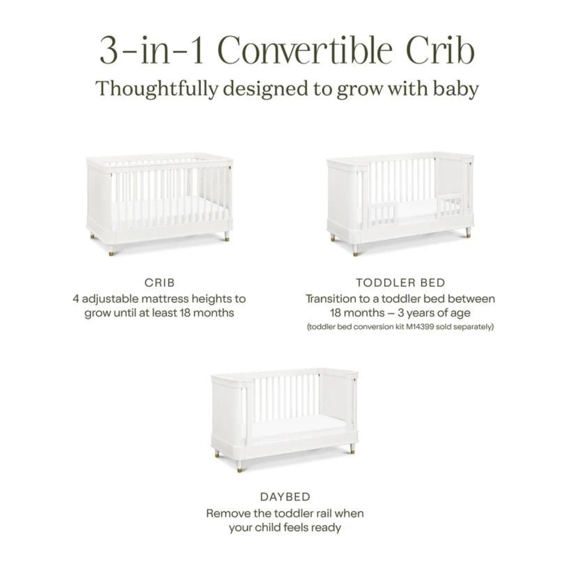 NAMESAKE Tanner 3-in-1 Convertible Crib - Warm White