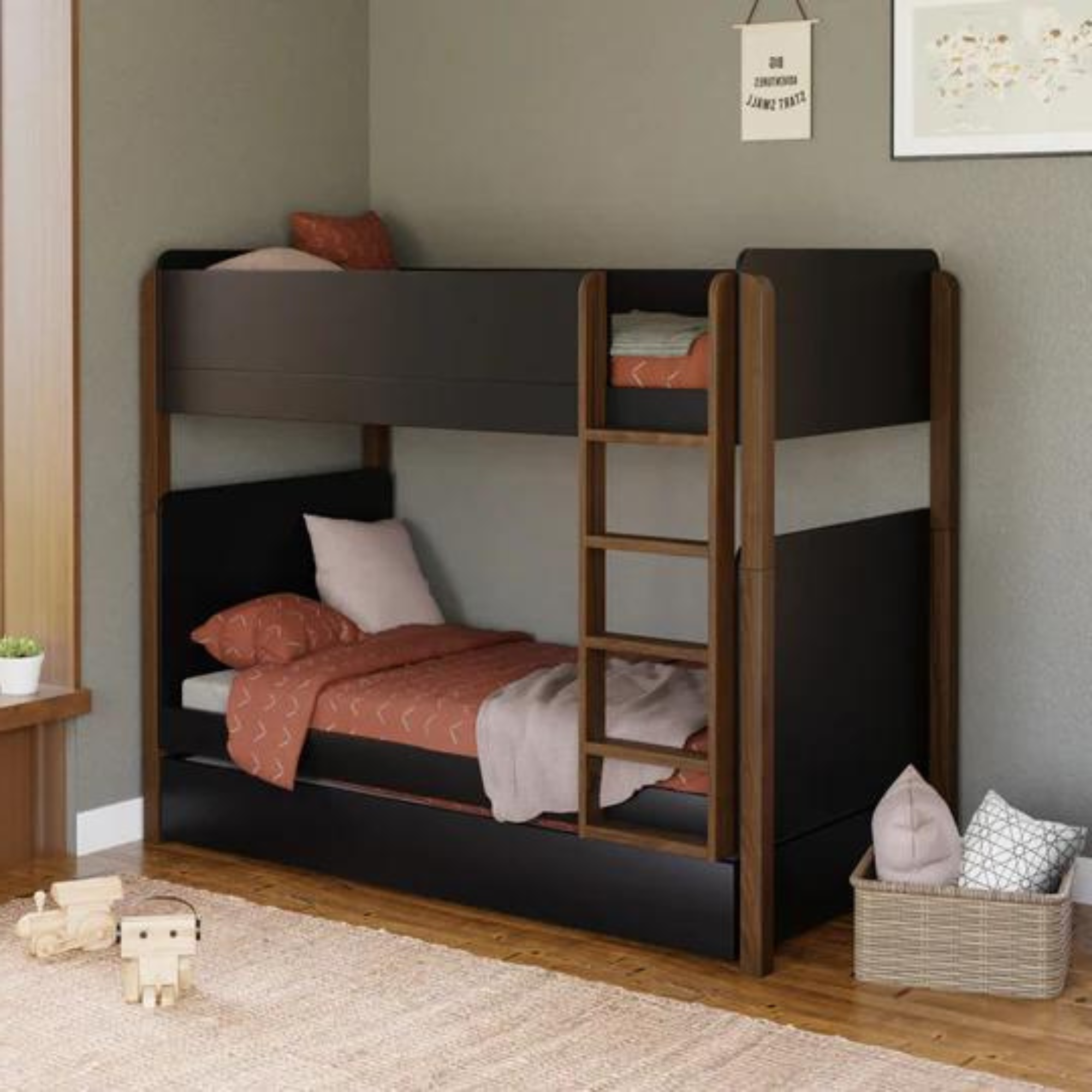 Lit gigogne double universel avec rangement homonyme