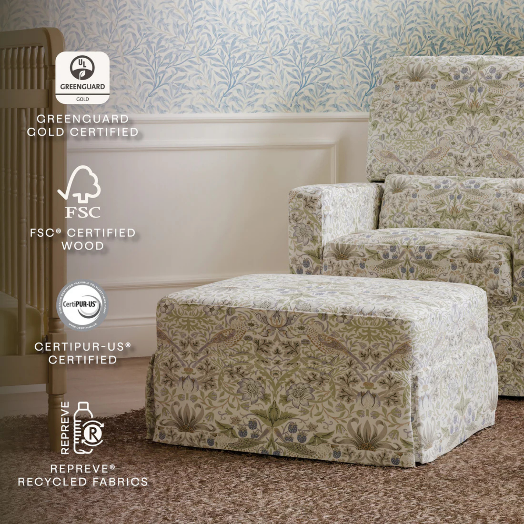 NAMESAKE Morris & Co. Crawford Gliding Ottoman