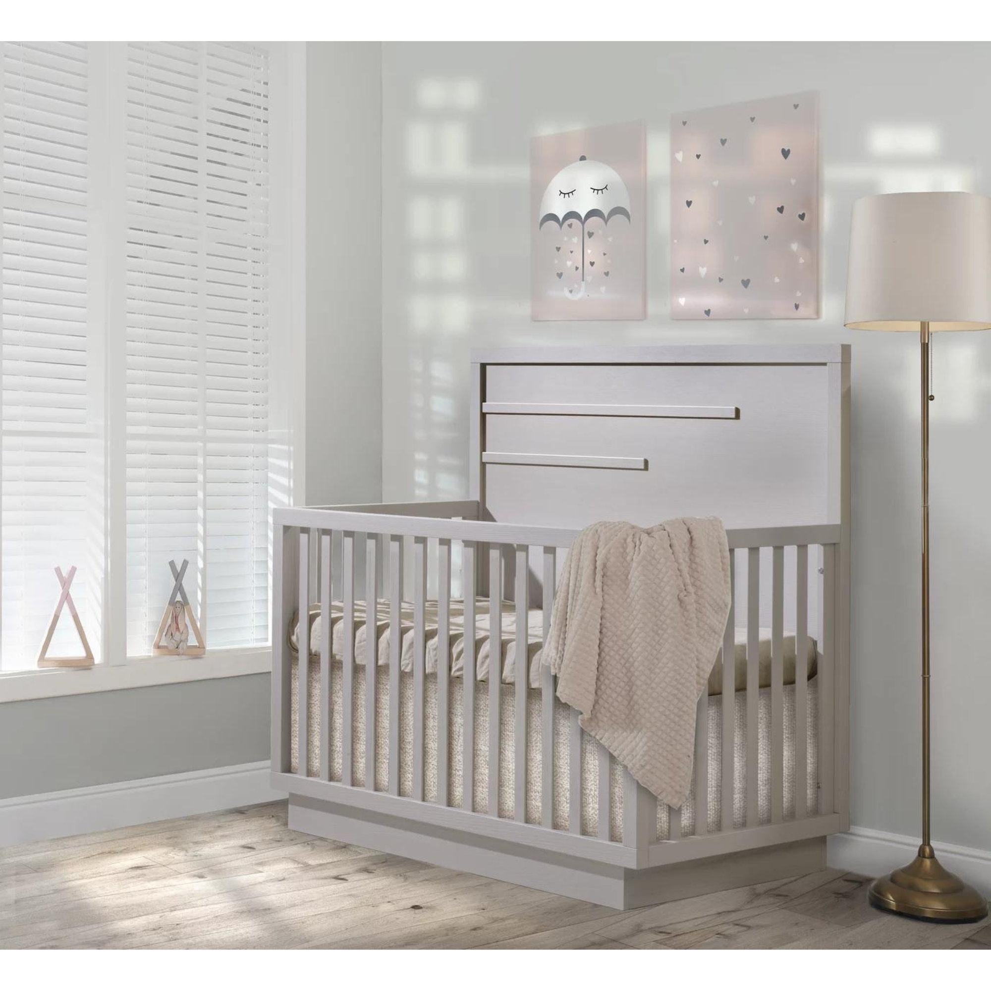 NATART Lit de bébé convertible Como avec moulure horizontale