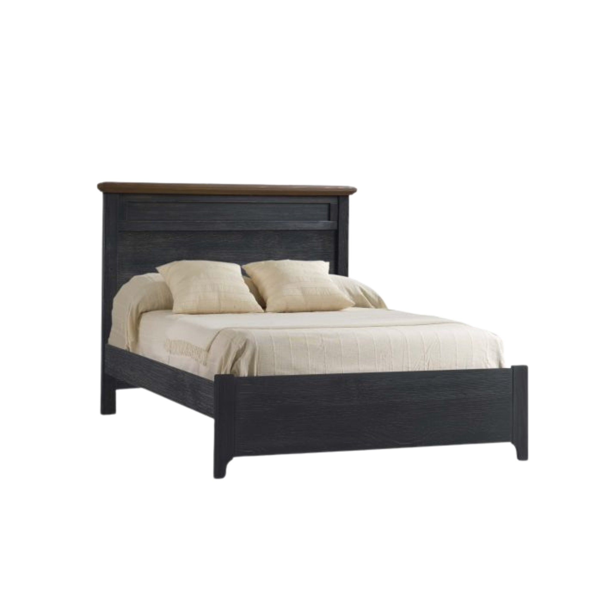 Lit double NATART Cortina 54 - Noir Chalet/Cognac (QUANTITÉ LIMITÉE)