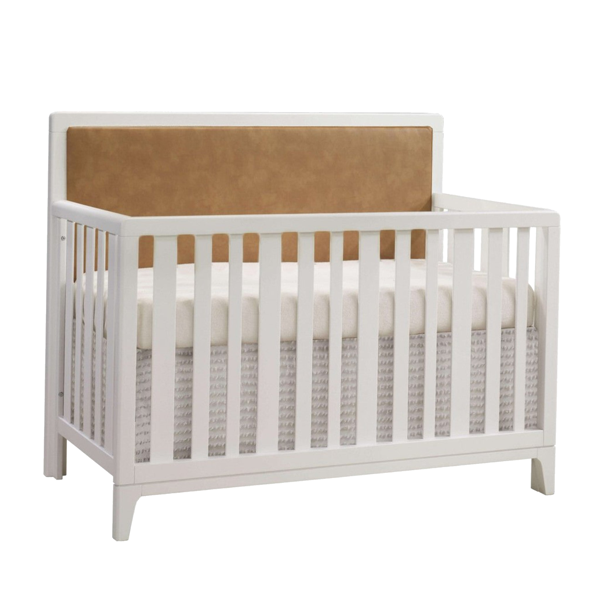 NATART Kyoto 5-In-1 Convertible Crib With Upholstered Panel Leather