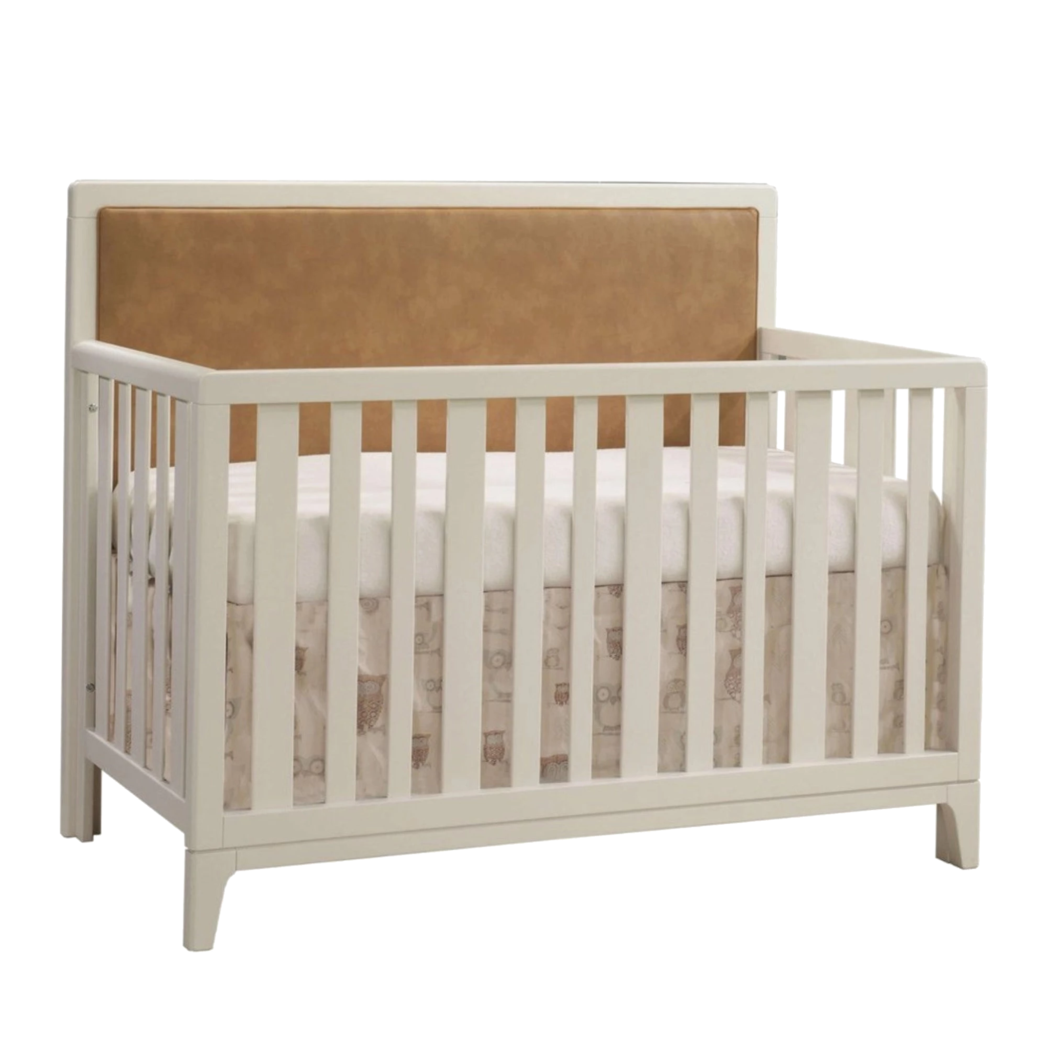 NATART Kyoto 5-In-1 Convertible Crib With Upholstered Panel Leather