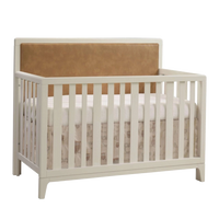 Thumbnail for NATART Kyoto 5-In-1 Convertible Crib With Upholstered Panel Leather