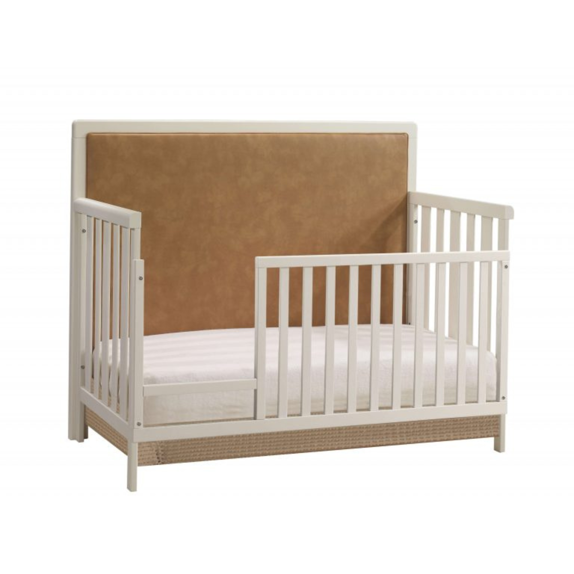 NATART Kyoto 5-In-1 Convertible Crib With Upholstered Panel Leather