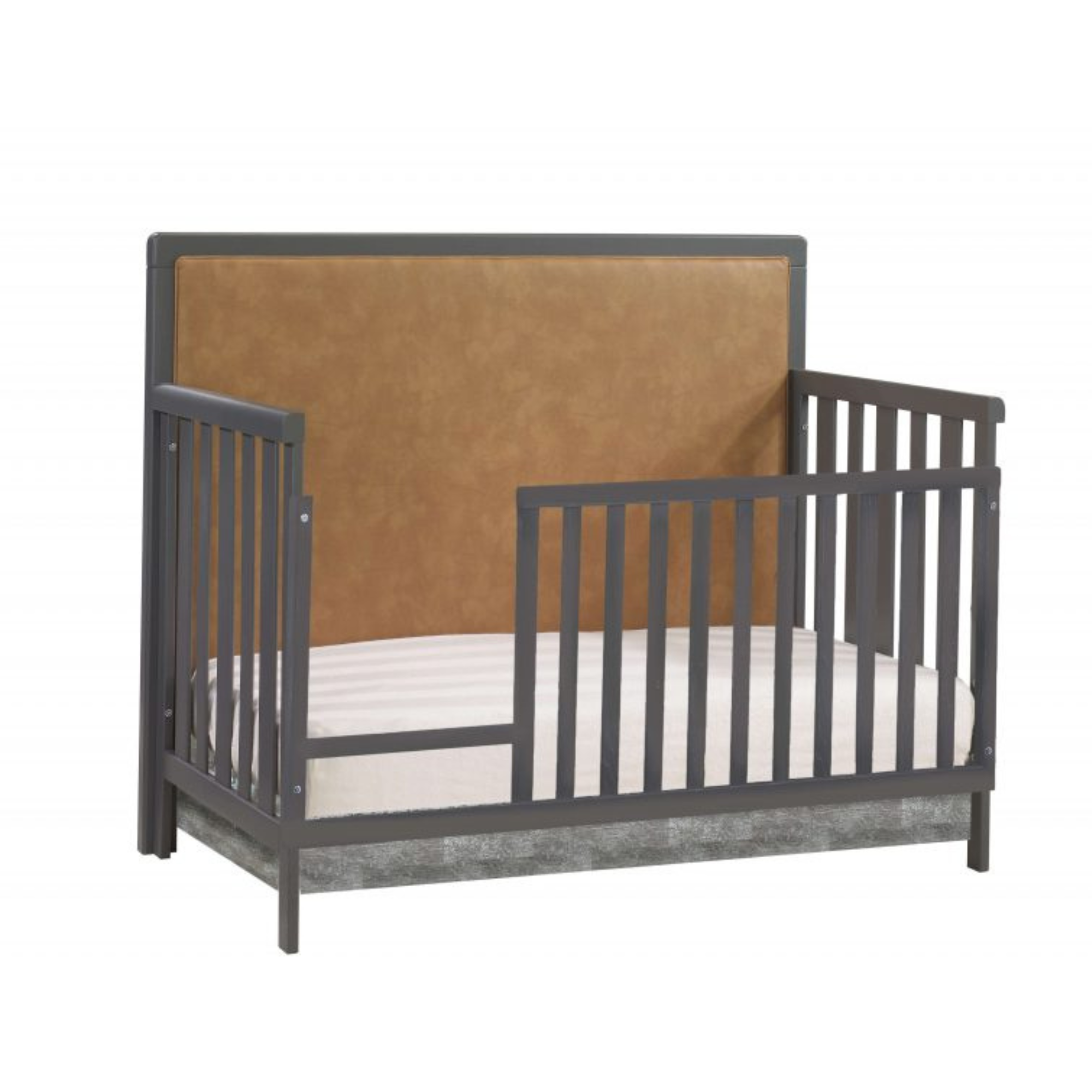 NATART Kyoto 5-In-1 Convertible Crib With Upholstered Panel Leather