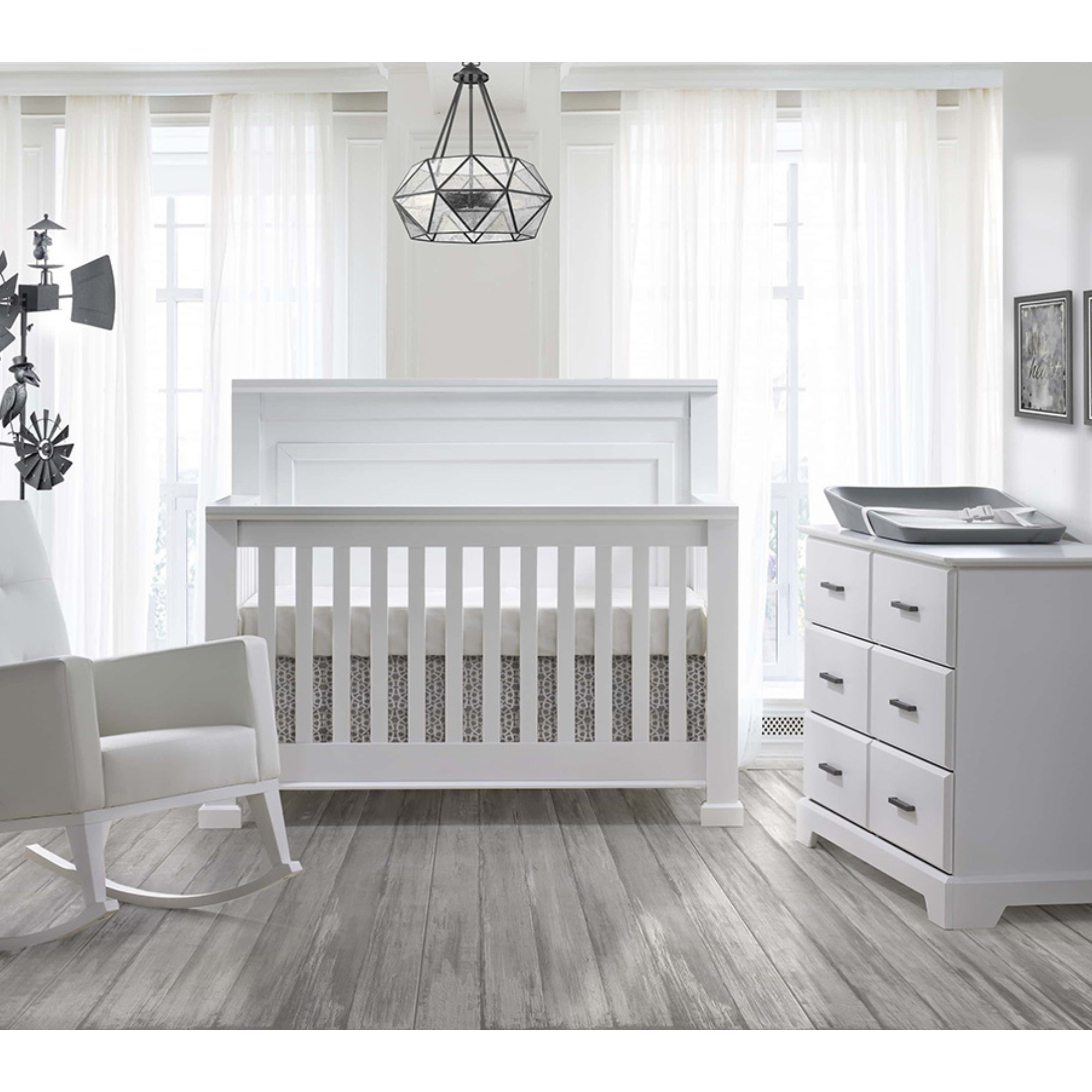 Lit de bébé convertible NATART Taylor 5 en 1 avec panneau capitonné