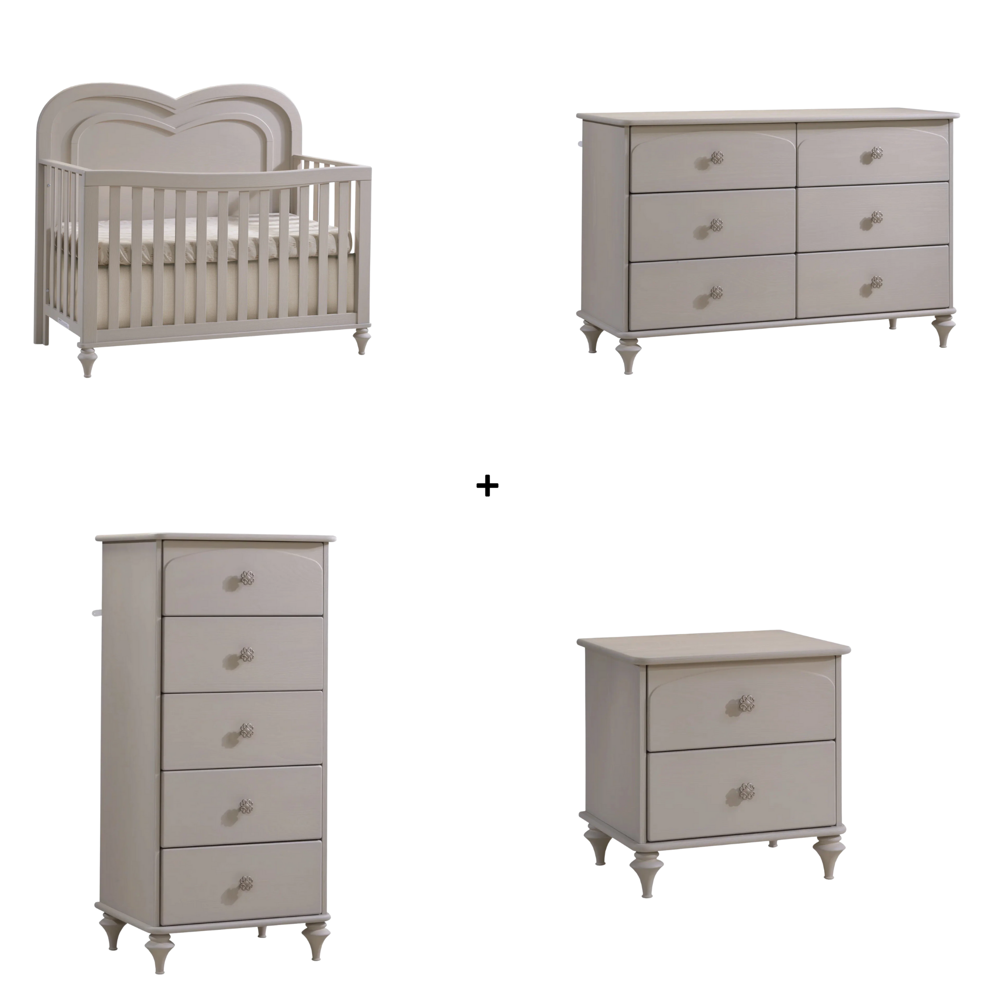 NATART Greta 4-Piece Nursery Bundle Crib-Dresser-Lingerie Chest-Nightstand (LIMITED QUANTITY)