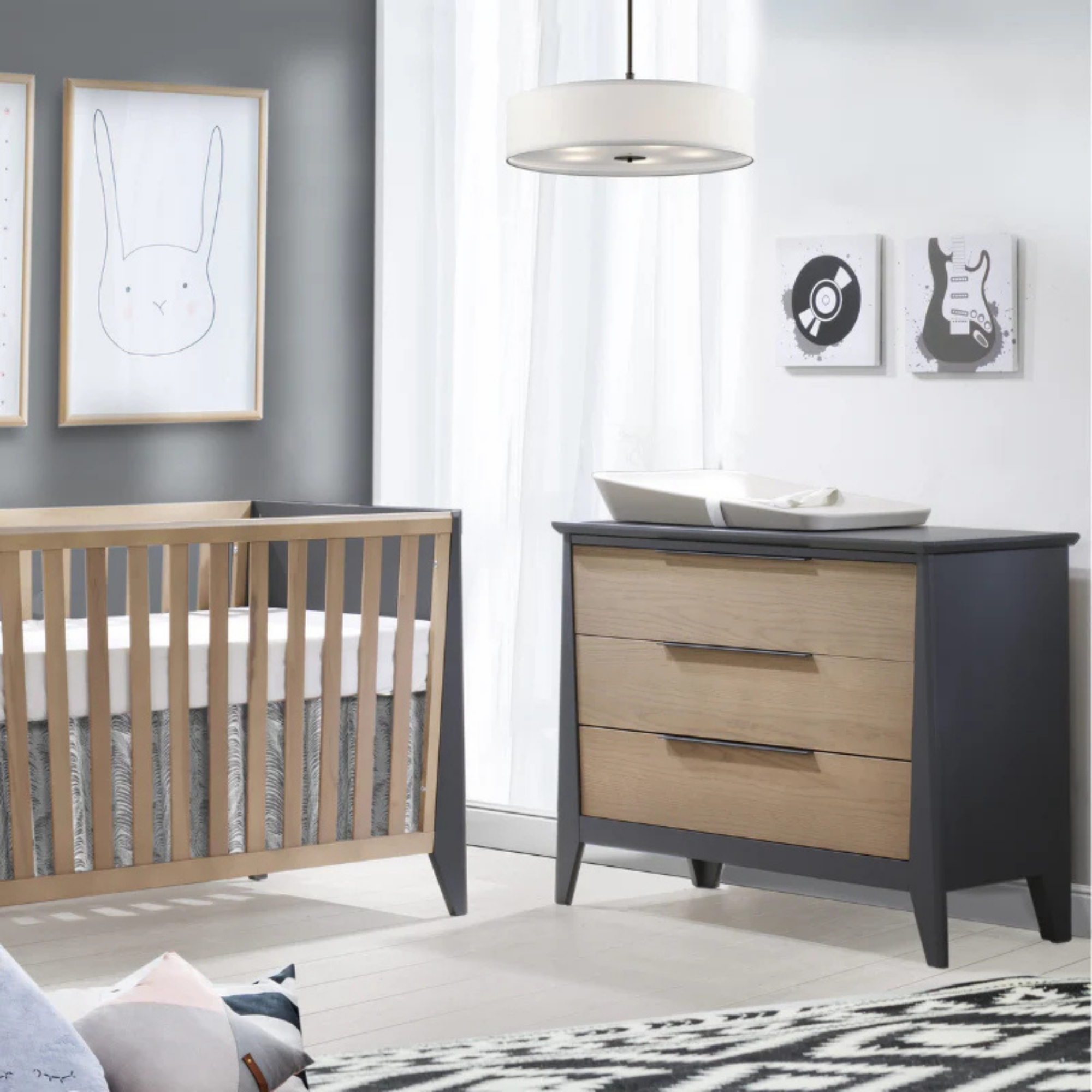 NEST Flexx Classic Crib + 3-Drawer Dresser + 5-Drawer Dresser - Graphite/Wheat (LIMITED QUANTITY)