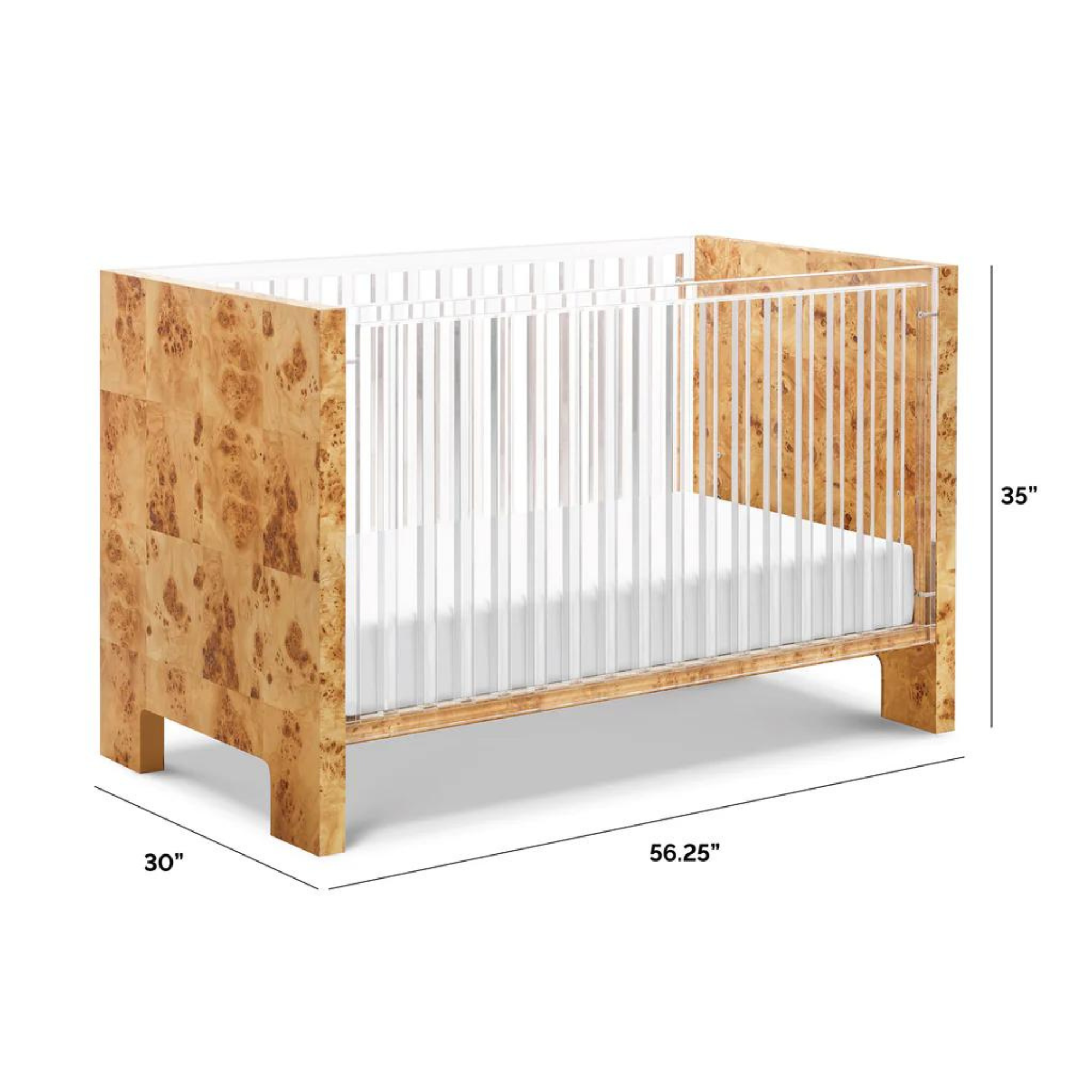 NURSERY WORKS Altair Crib - Clear Acrylic With Burl