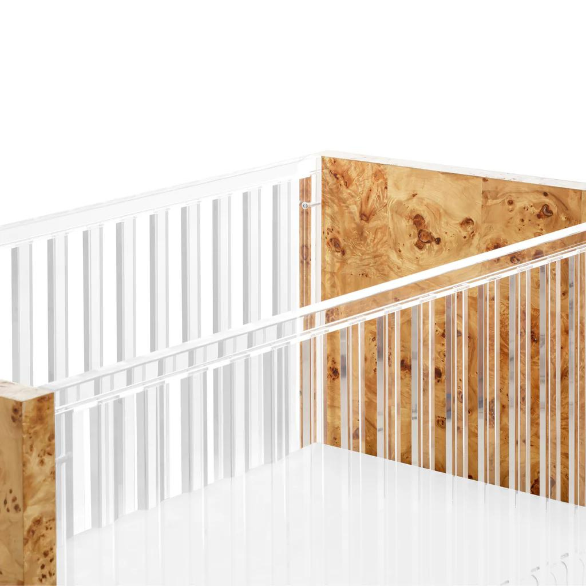 NURSERY WORKS Altair Crib - Clear Acrylic With Burl
