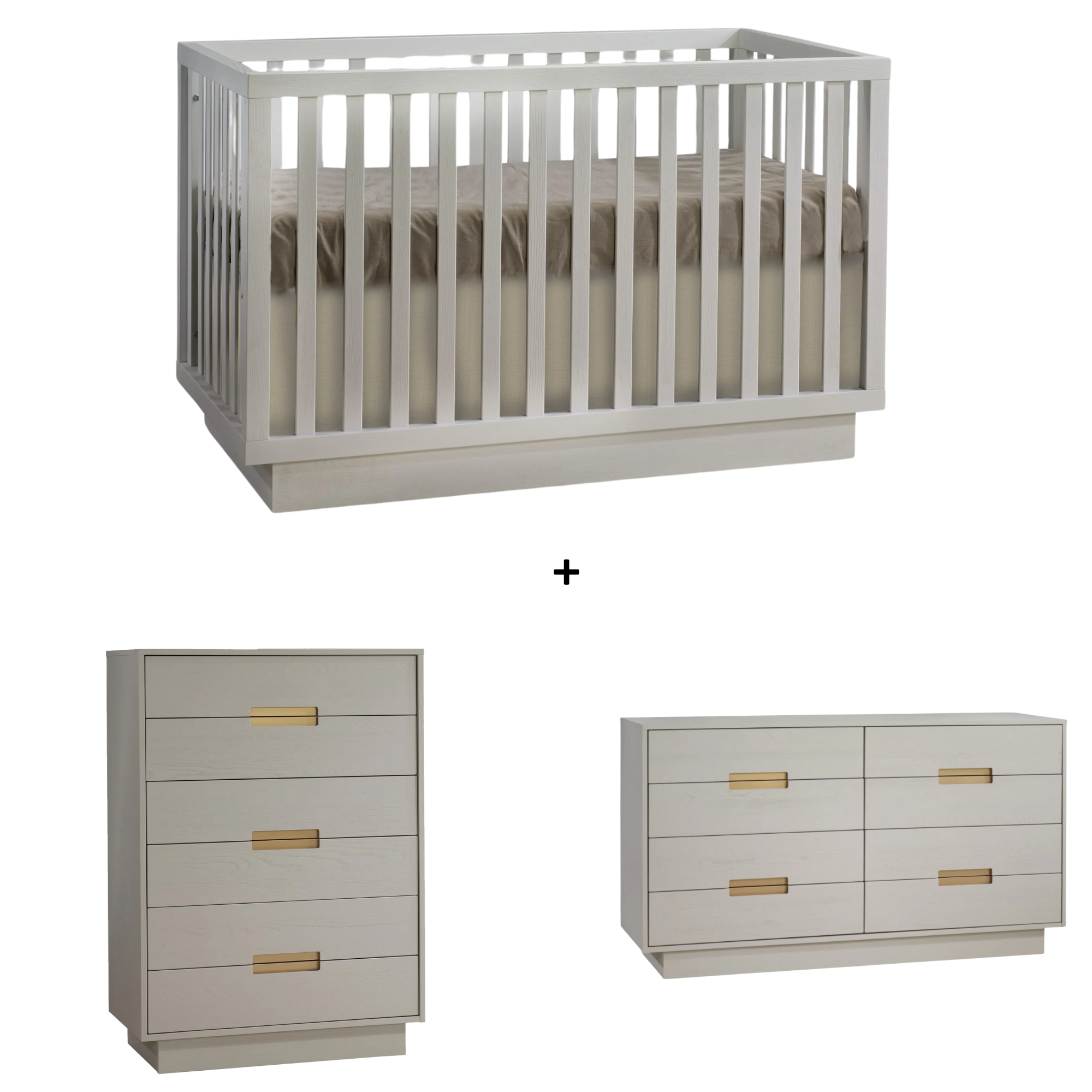 NATART Como Crib + 8-Drawer Dresser + Chest Bundle Dove (LIMITED QUANTITY)