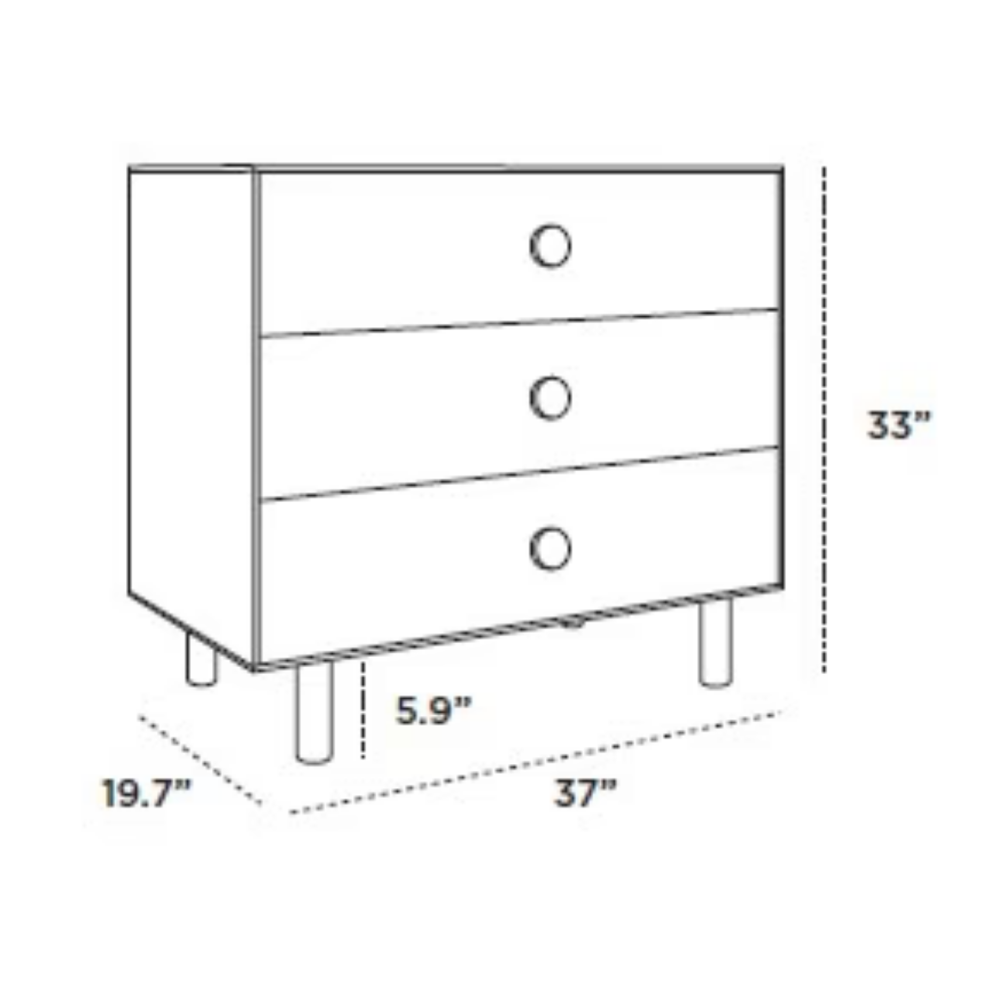 Commode OEUF Dot à 3 tiroirs - Bouleau/Blanc