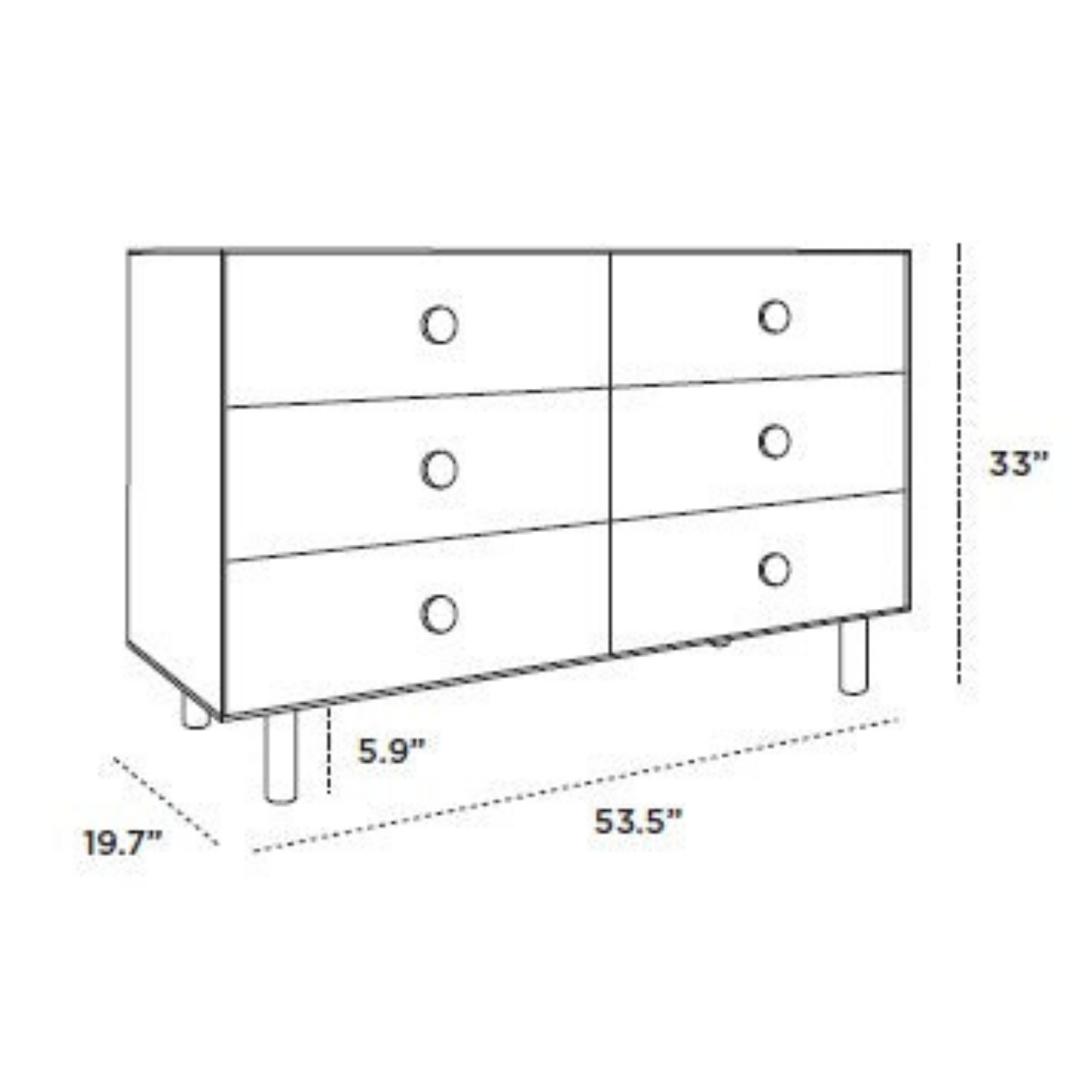 Commode OEUF Dot à 6 tiroirs - Bouleau/Blanc