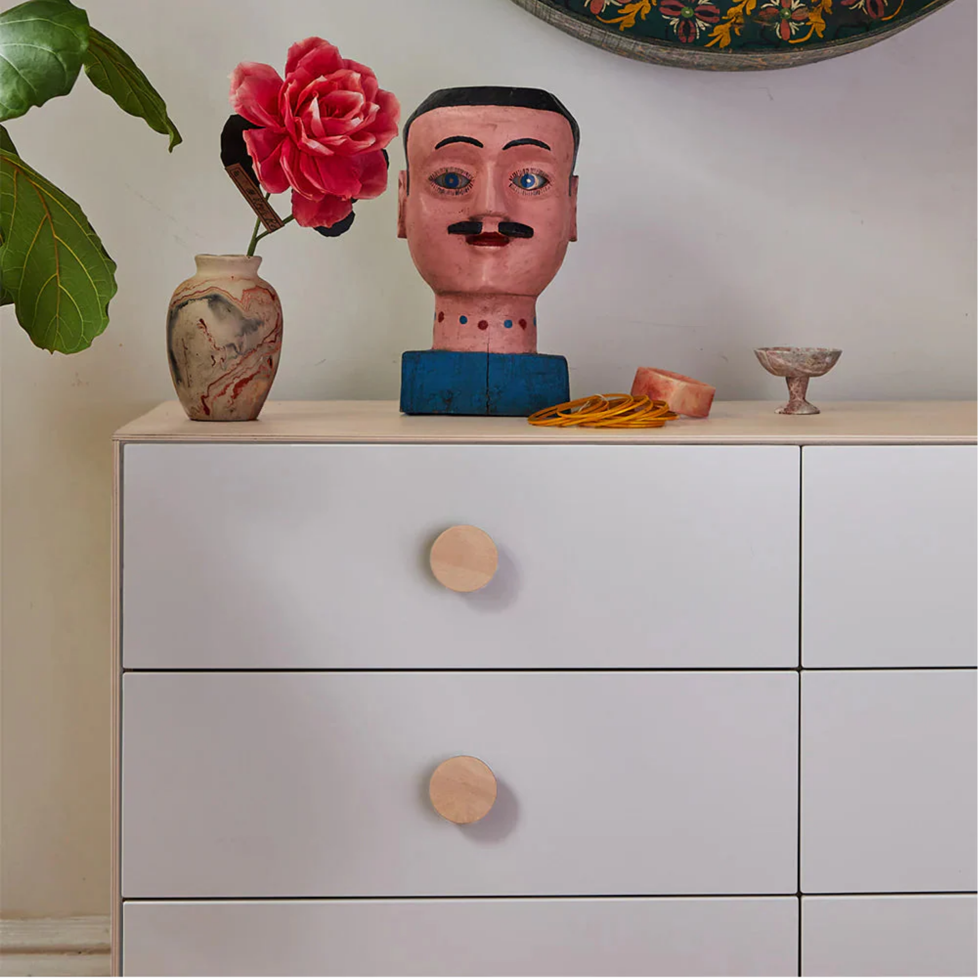 Commode OEUF Dot à 6 tiroirs - Bouleau/Blanc