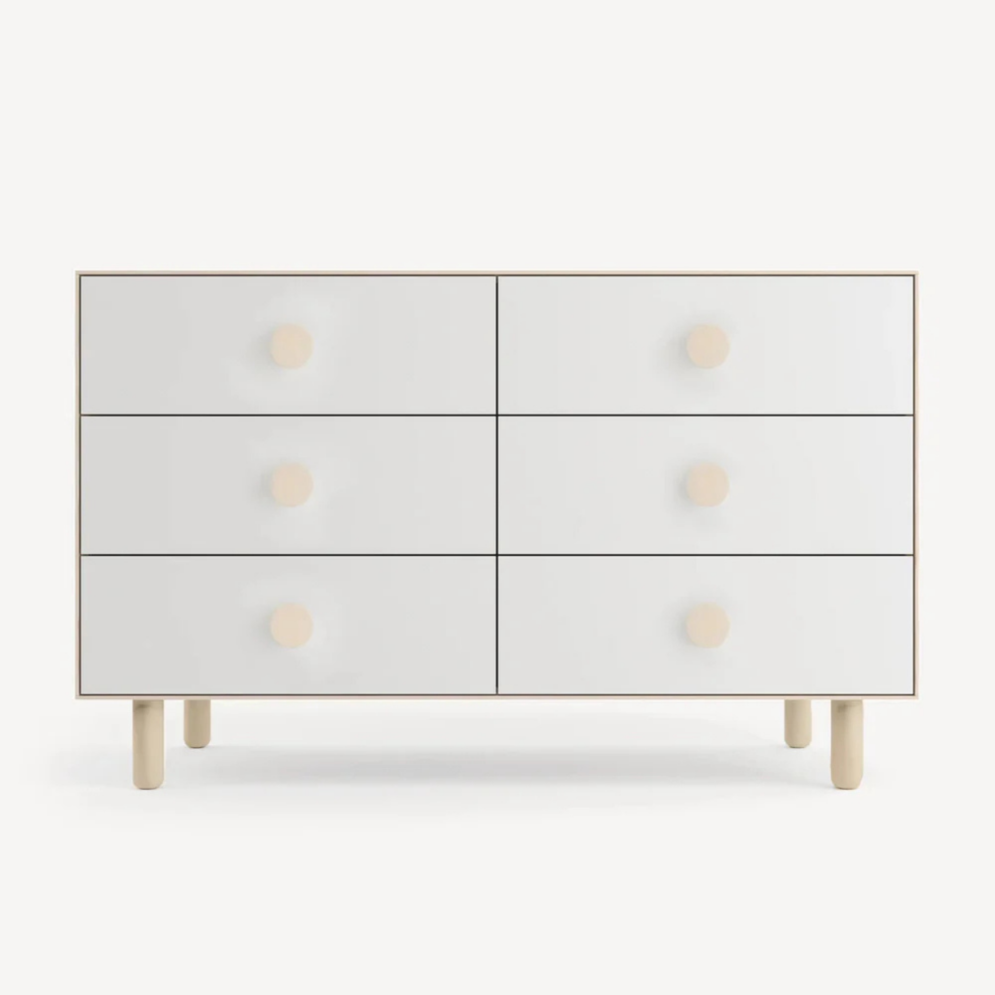 Commode OEUF Dot à 6 tiroirs - Bouleau/Blanc