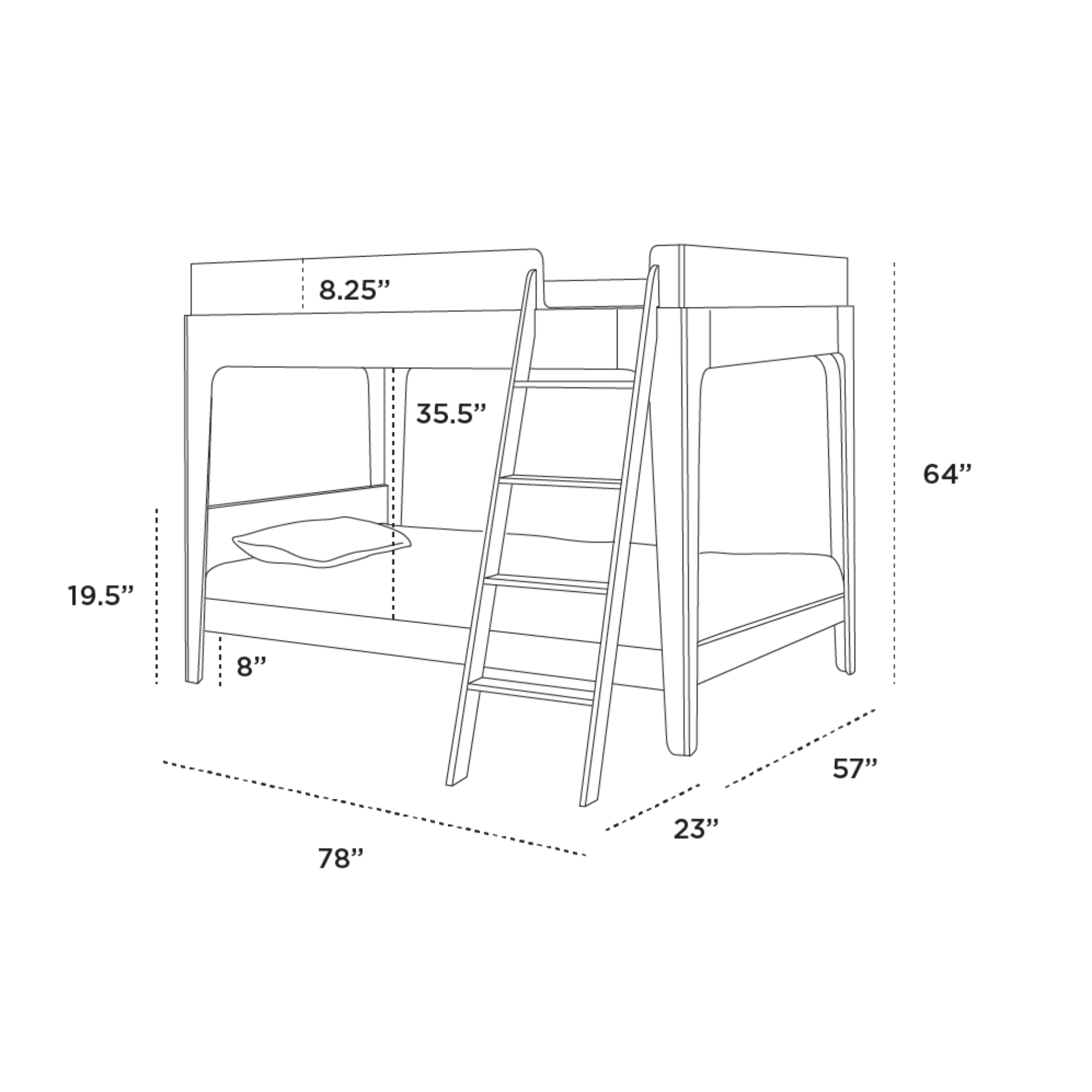 OEUF Perch Bunk Bed Full Size - White/Birch