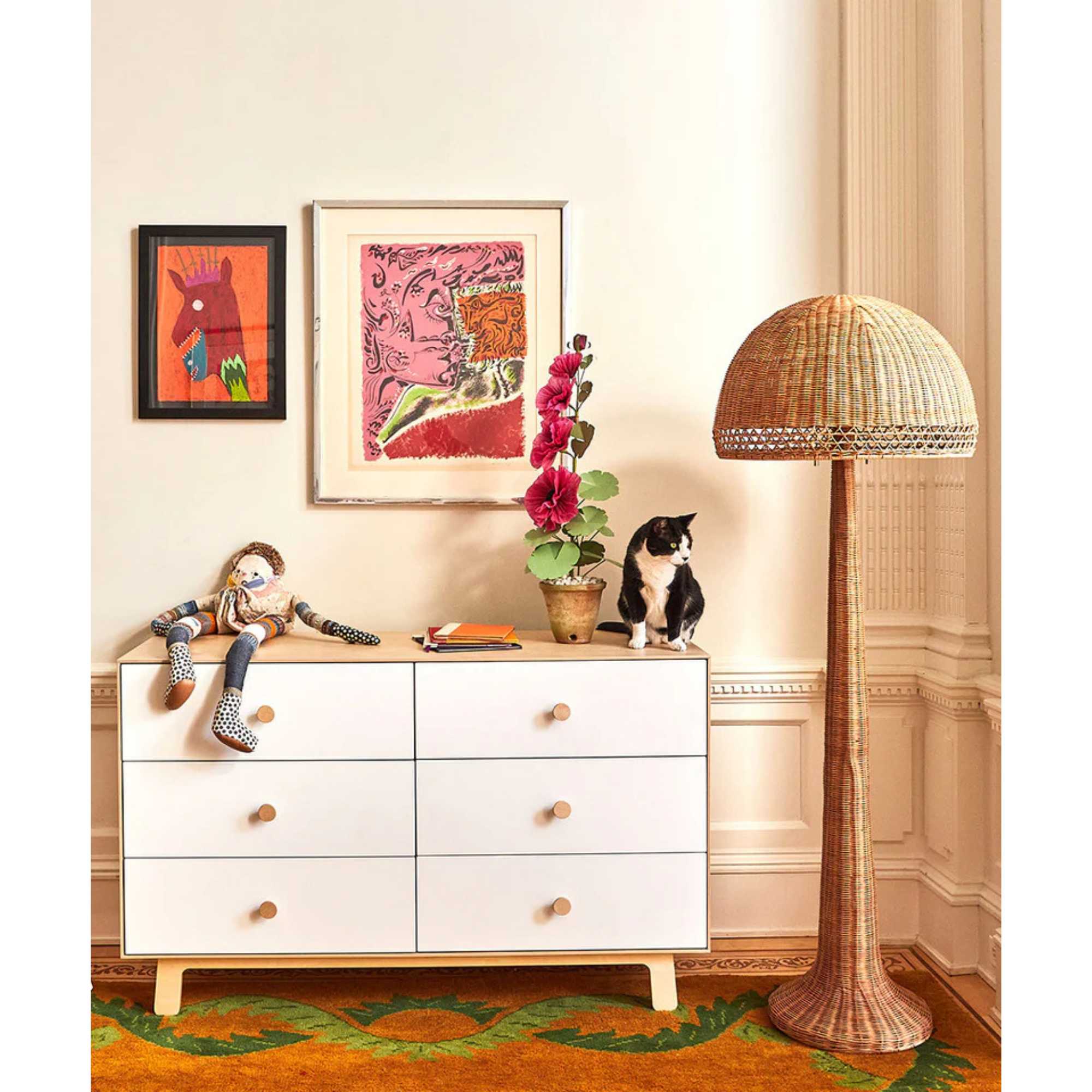 OEUF Sparrow 6-Drawer Dresser - Birch/White